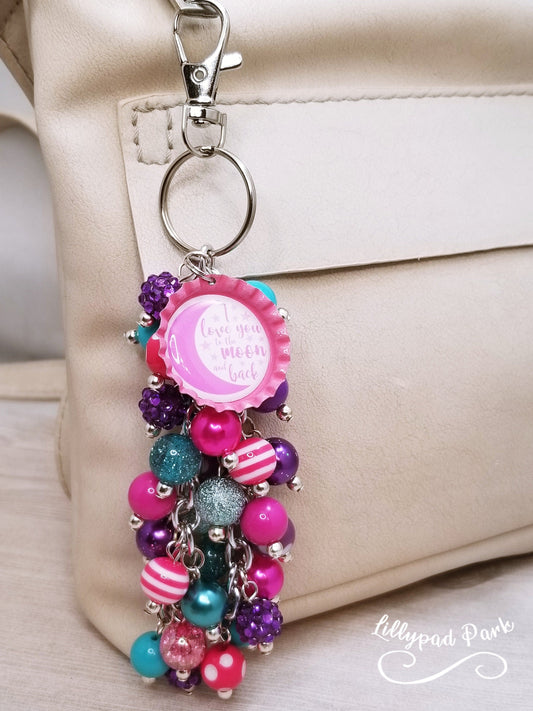 Handmade Beaded Purse Charm or Bag Charm that dangles like a keychain