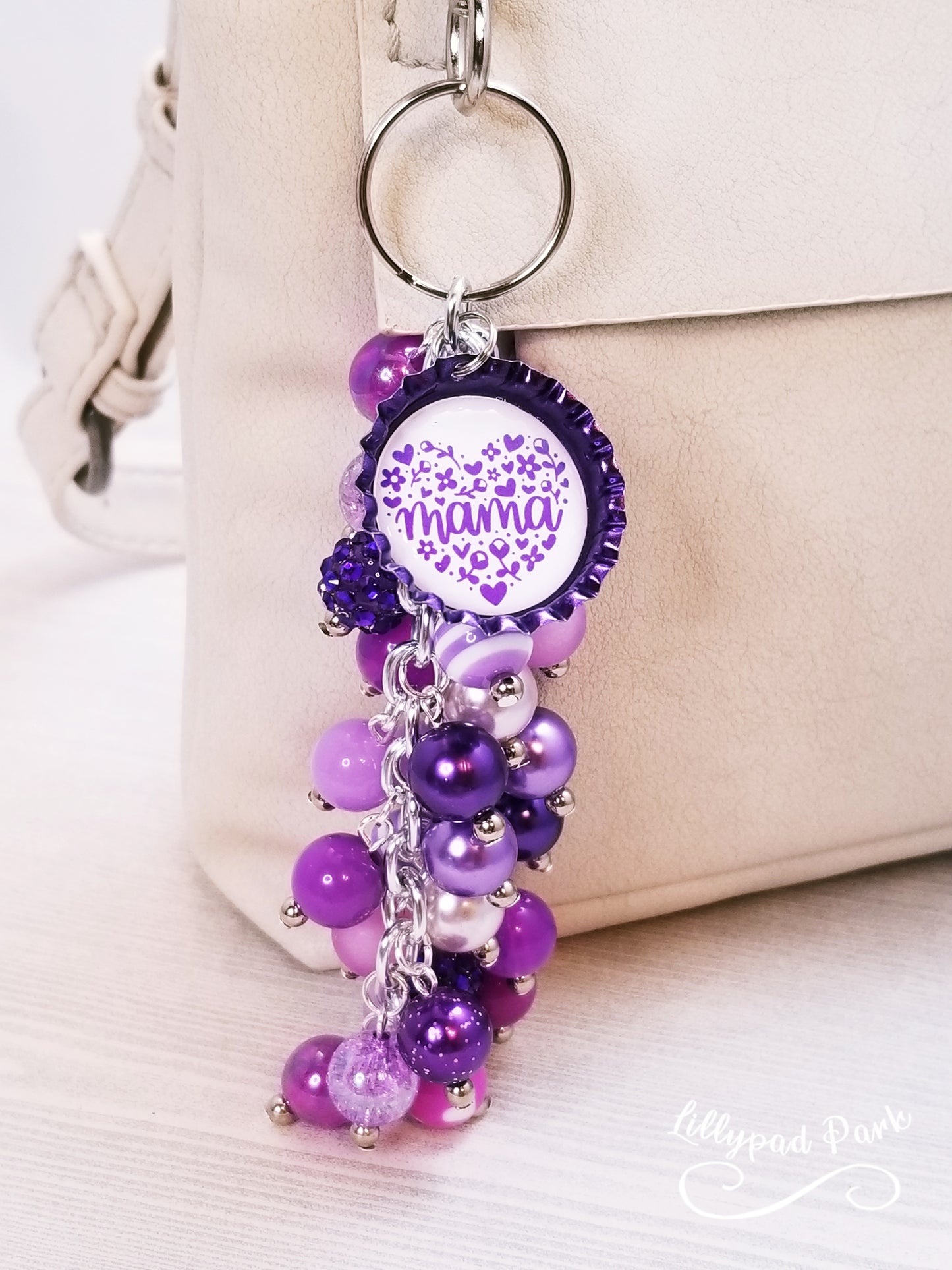 Handmade Beaded Purse Charm or Bag Charm that dangles like a keychain