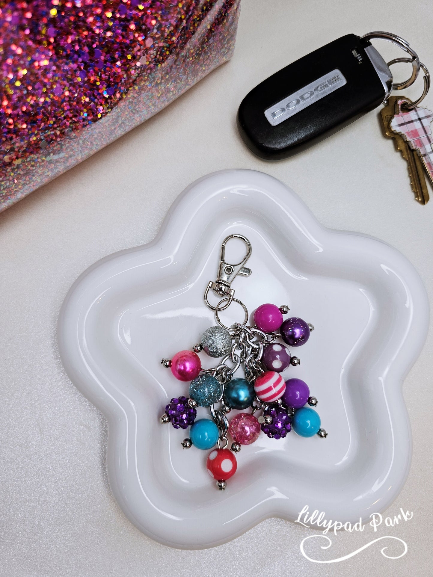 Sparkling Unicorn Bag charm, Pink, Purple, Teal Bag Charm