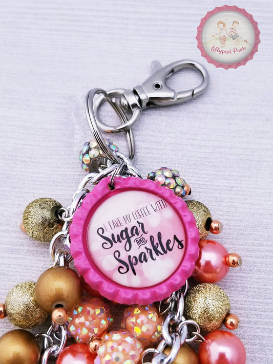 Coffee Sugar and Sparkles Pink Champagne Purse Charm