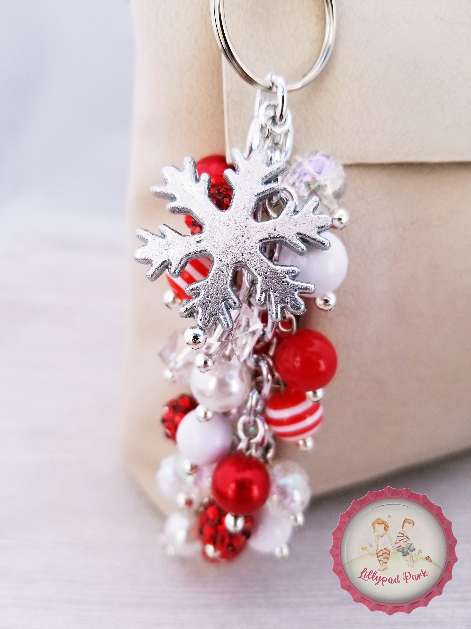Snowflake Candy Cane Purse Charm