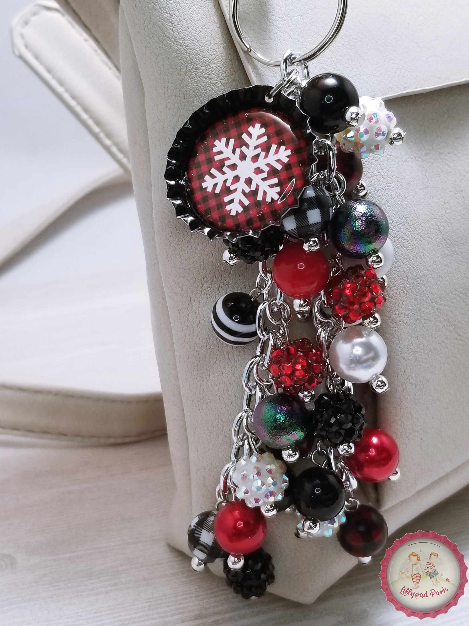 Snowflake Buffalo Plaid Purse Charm