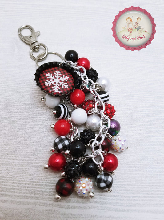Snowflake Buffalo Plaid Purse Charm