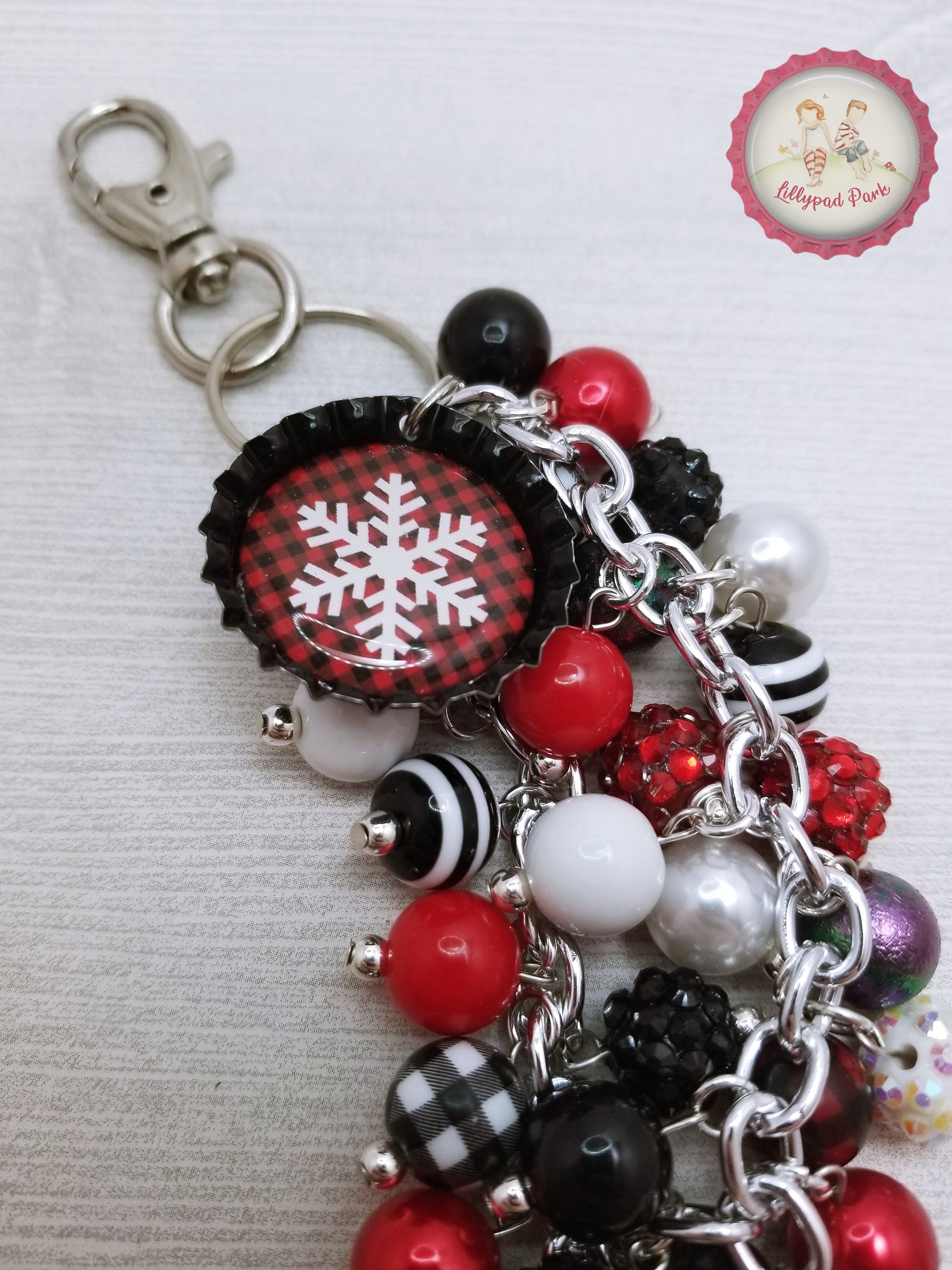 Snowflake Buffalo Plaid Purse Charm