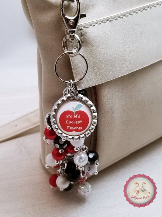 World's Goodest Teacher Black Tie Affair Purse Charm