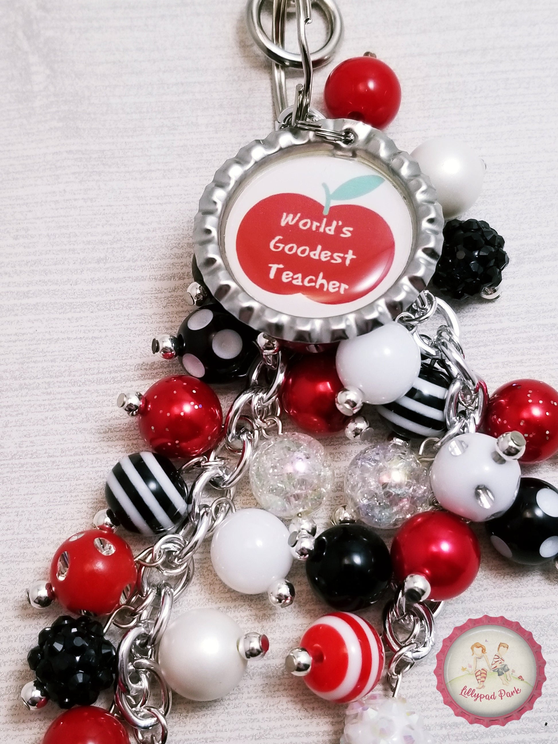 World's Goodest Teacher Black Tie Affair Purse Charm