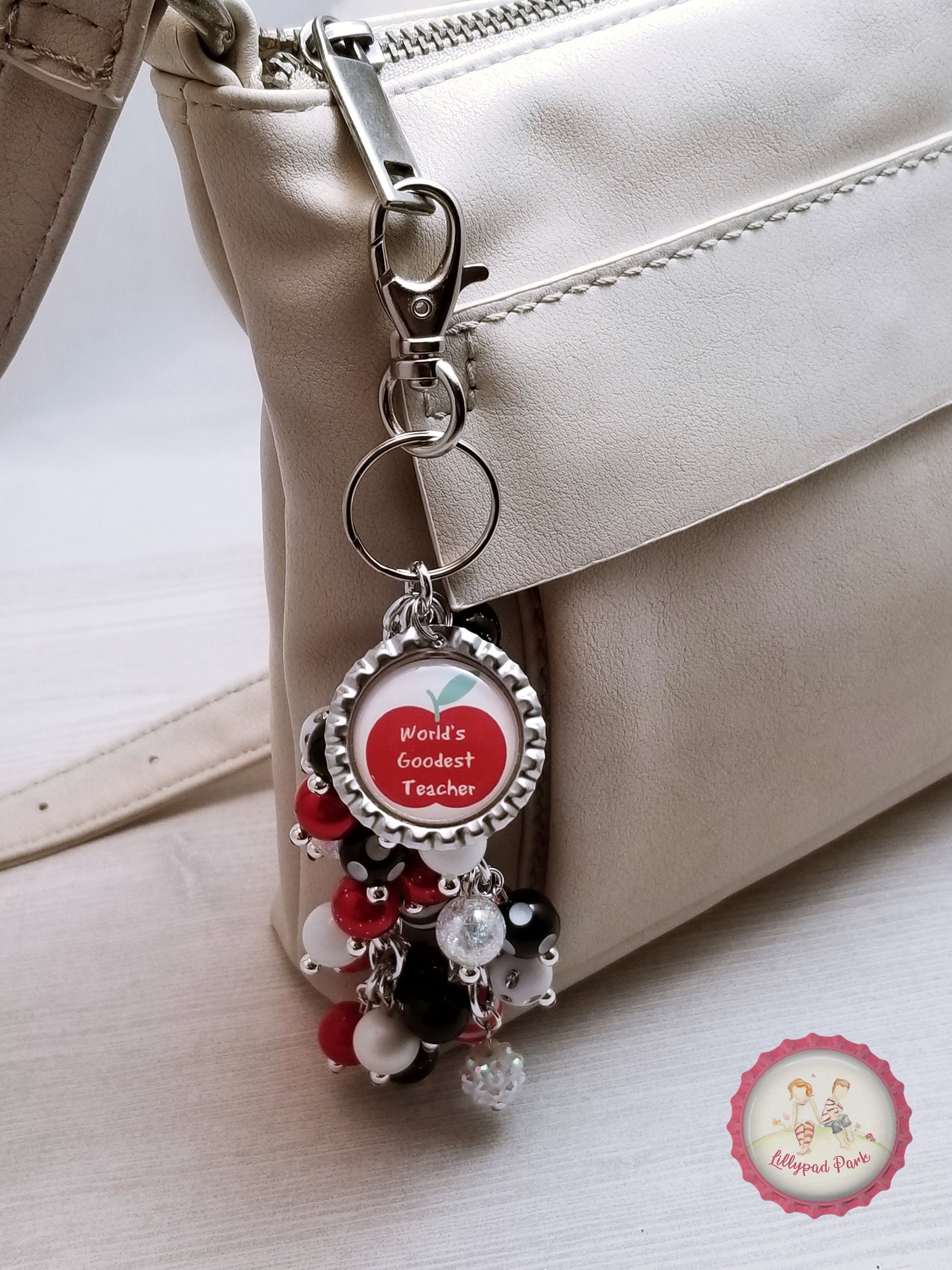 World's Goodest Teacher Black Tie Affair Purse Charm