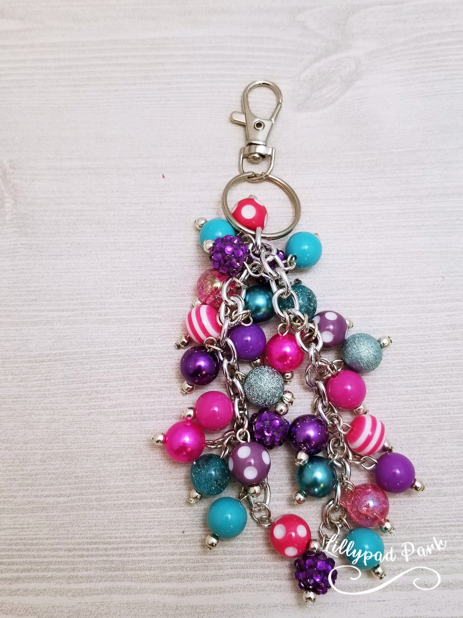 Pink, Purple, and Teal Purse charm, Bag bling