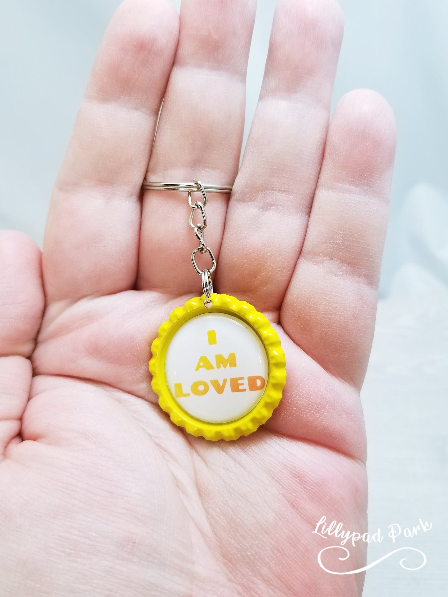 I am loved bottle cap keychain, Mental health, bottle cap keychain, kids affirmation key chain , Back to school gift