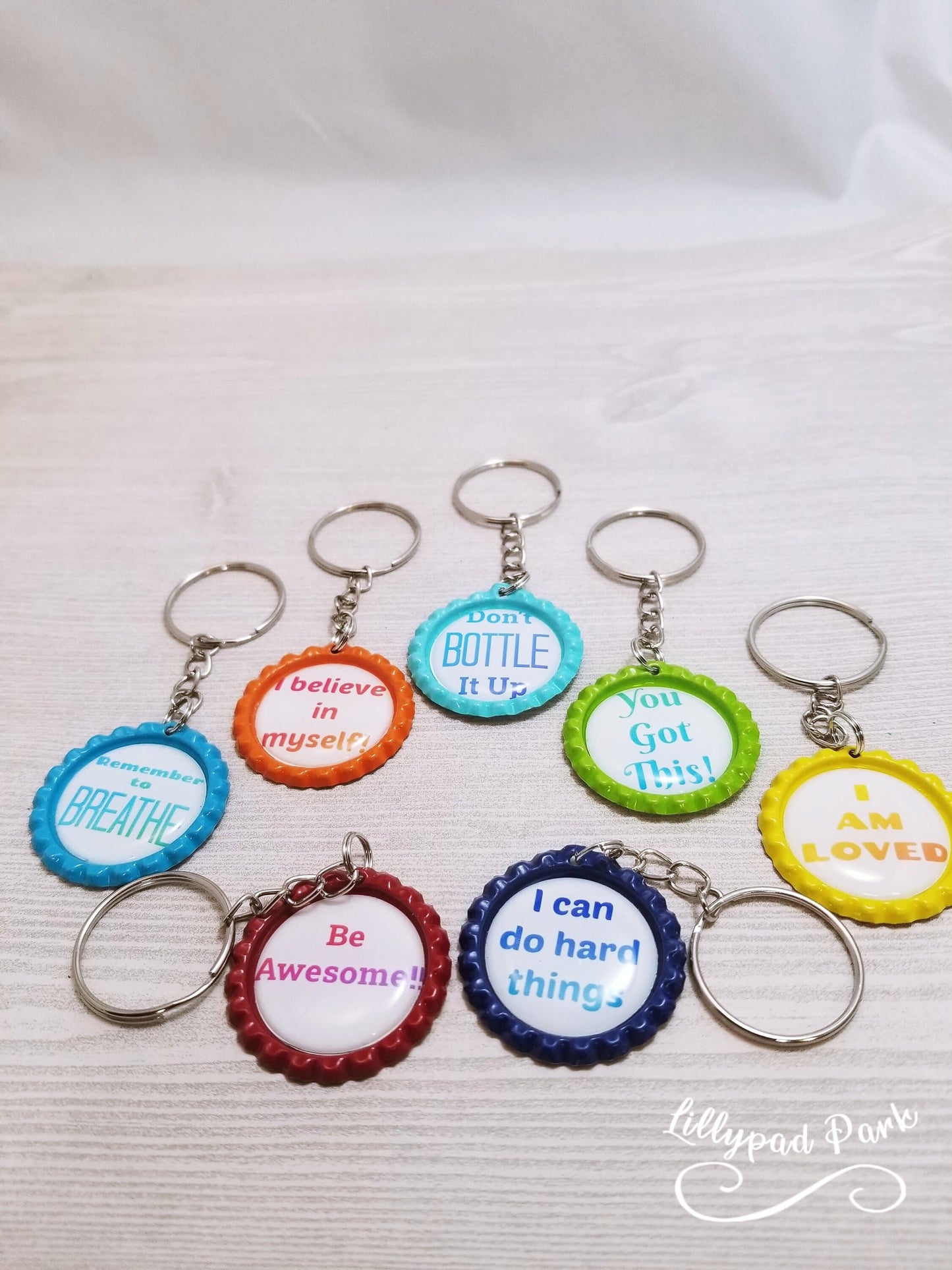 Remember to Breathe keychain, Mental health, bottle cap keychain, kids affirmation key chain , Back to school gift