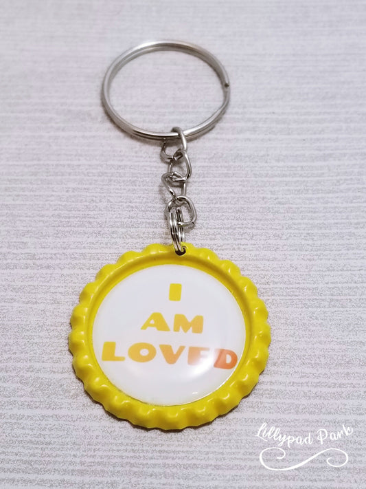 I am loved bottle cap keychain, Mental health, bottle cap keychain, kids affirmation key chain , Back to school gift