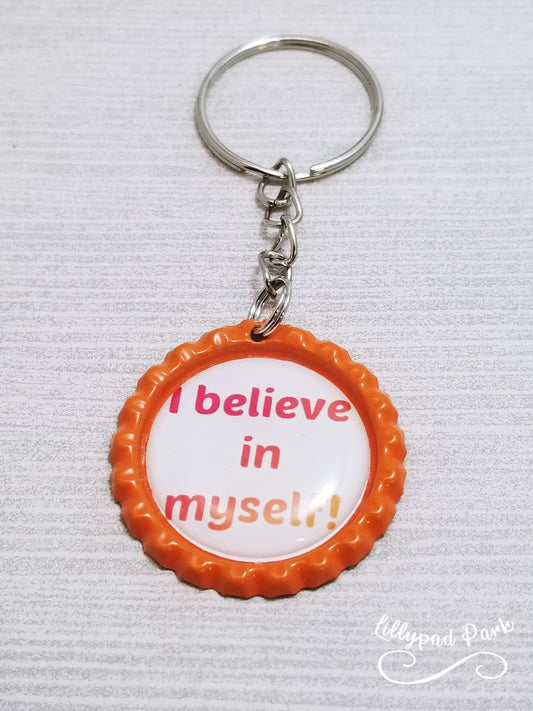 I believe in myself keychain, Mental health, bottle cap keychain, kids affirmation key chain , Back to school gift