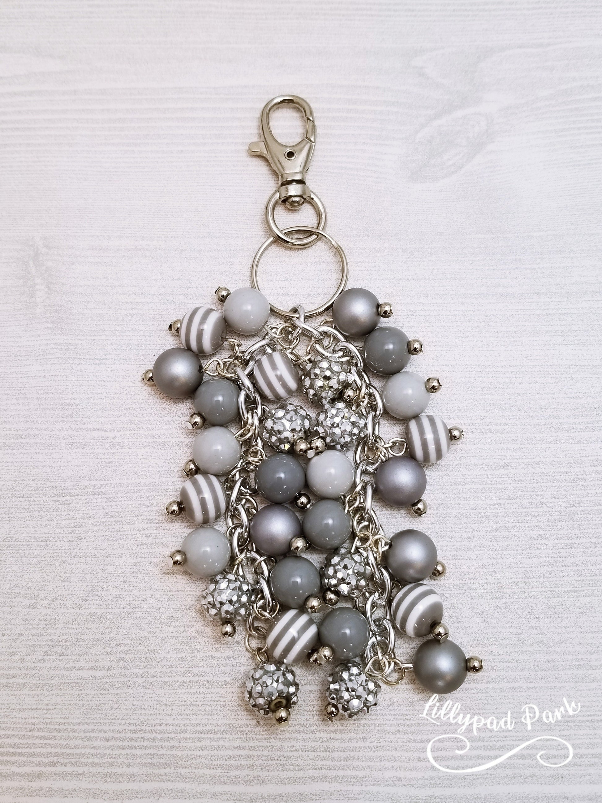 Shimmering Silver Purse Charm