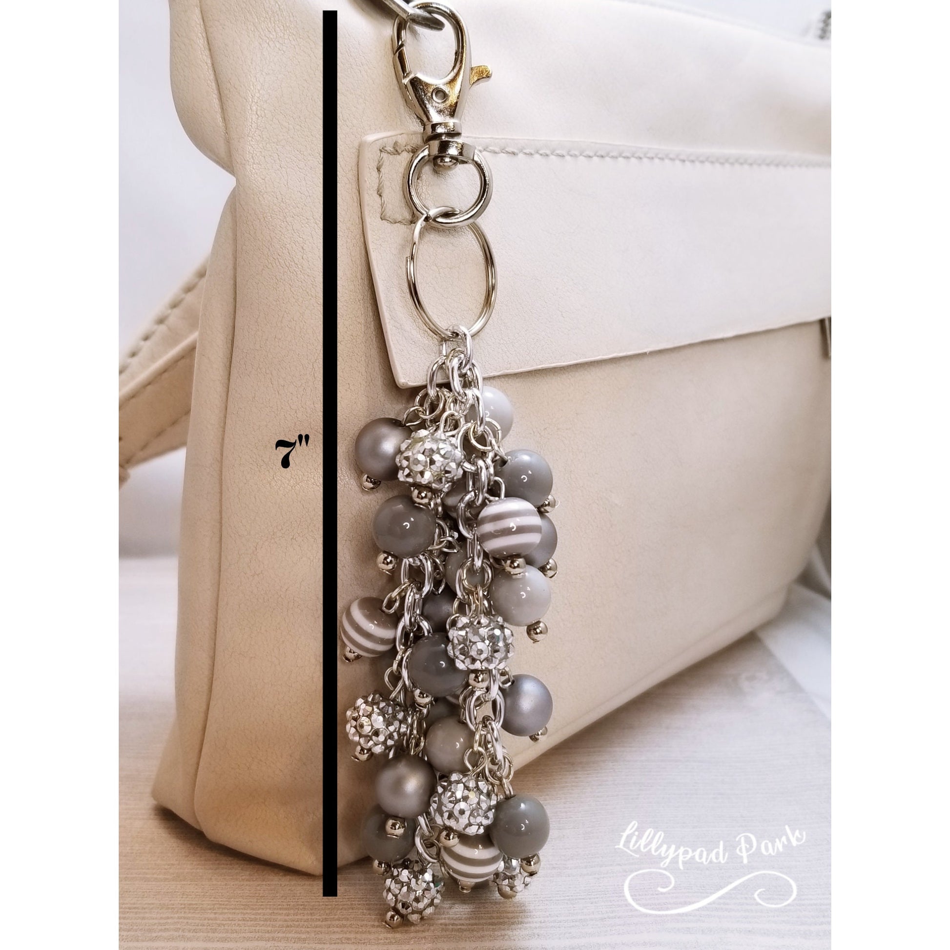 Shimmering Silver Purse Charm