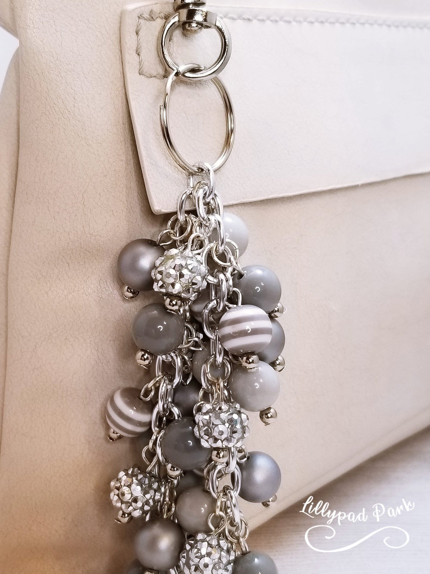 Shimmering Silver Purse Charm