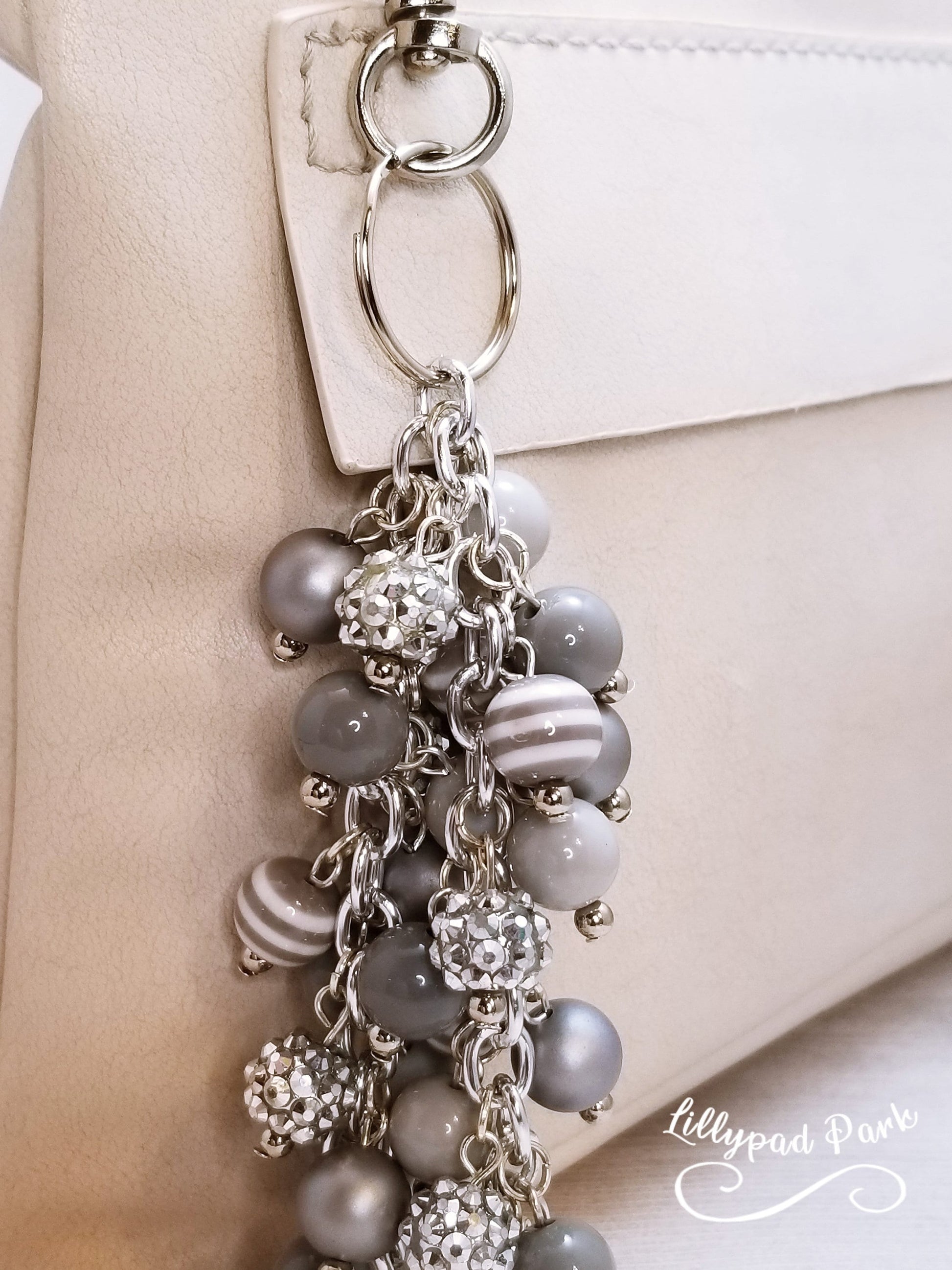 Shimmering Silver Purse Charm