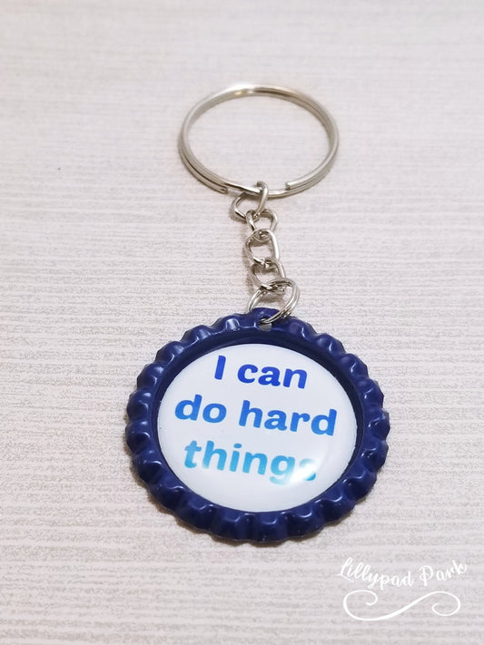 I can do hard things Keychain, Mental health, bottle cap keychain, kids affirmation key chain , Back to school gift