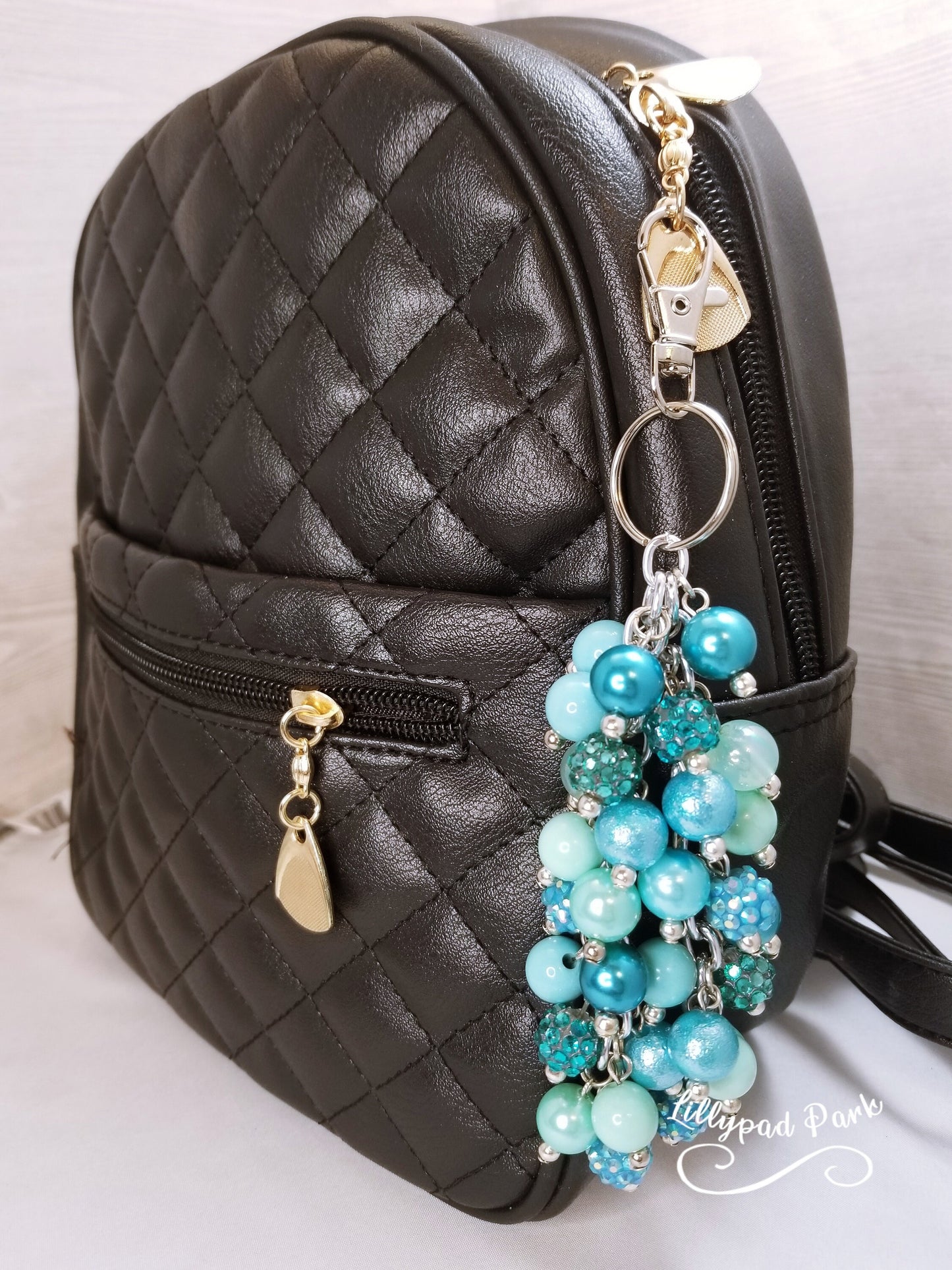 Teal and Aqua Purse charm, Bag Charm