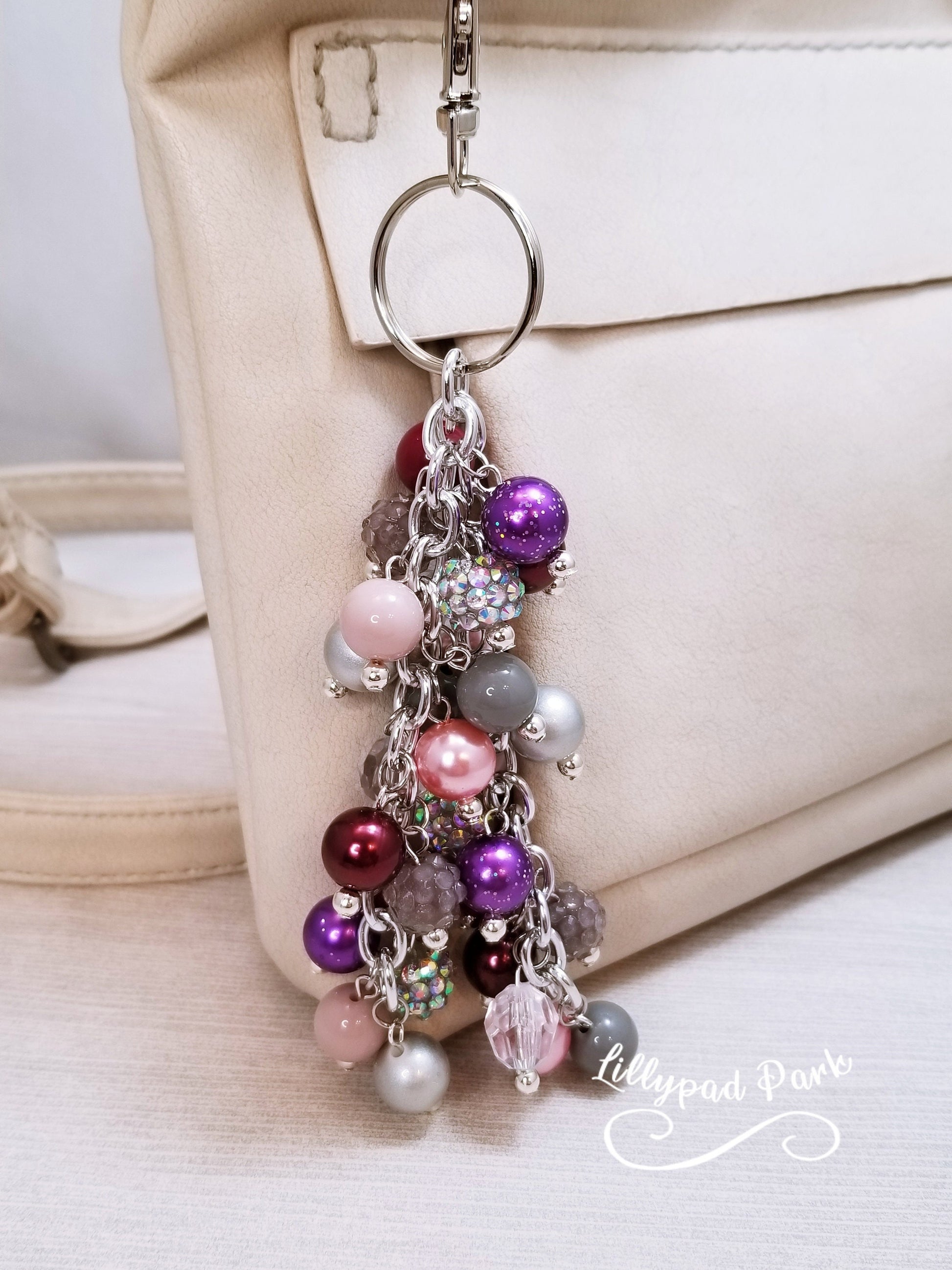 Crystal Plum Purse Charm