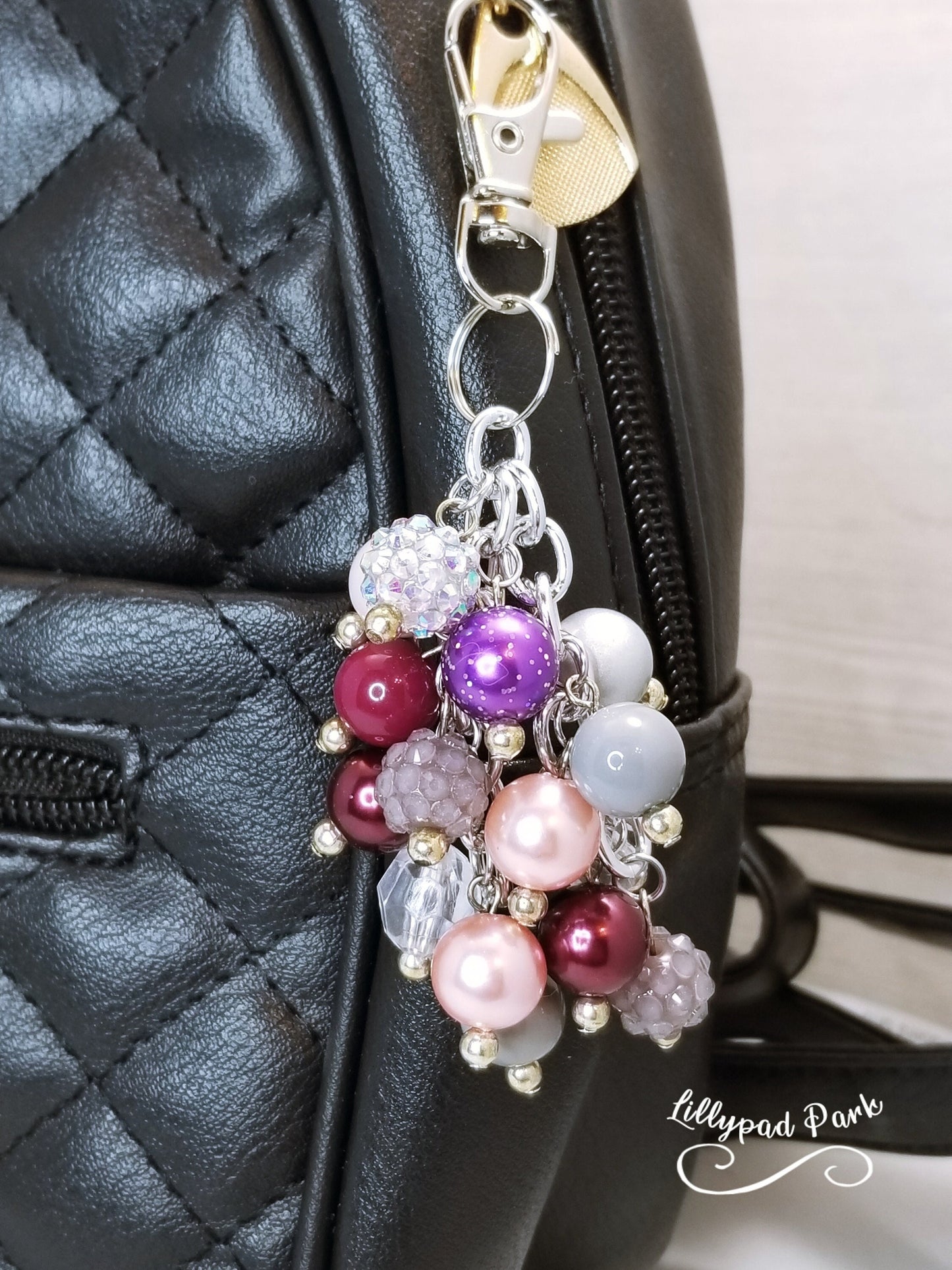 Crystal Plum Mini Purse Charm