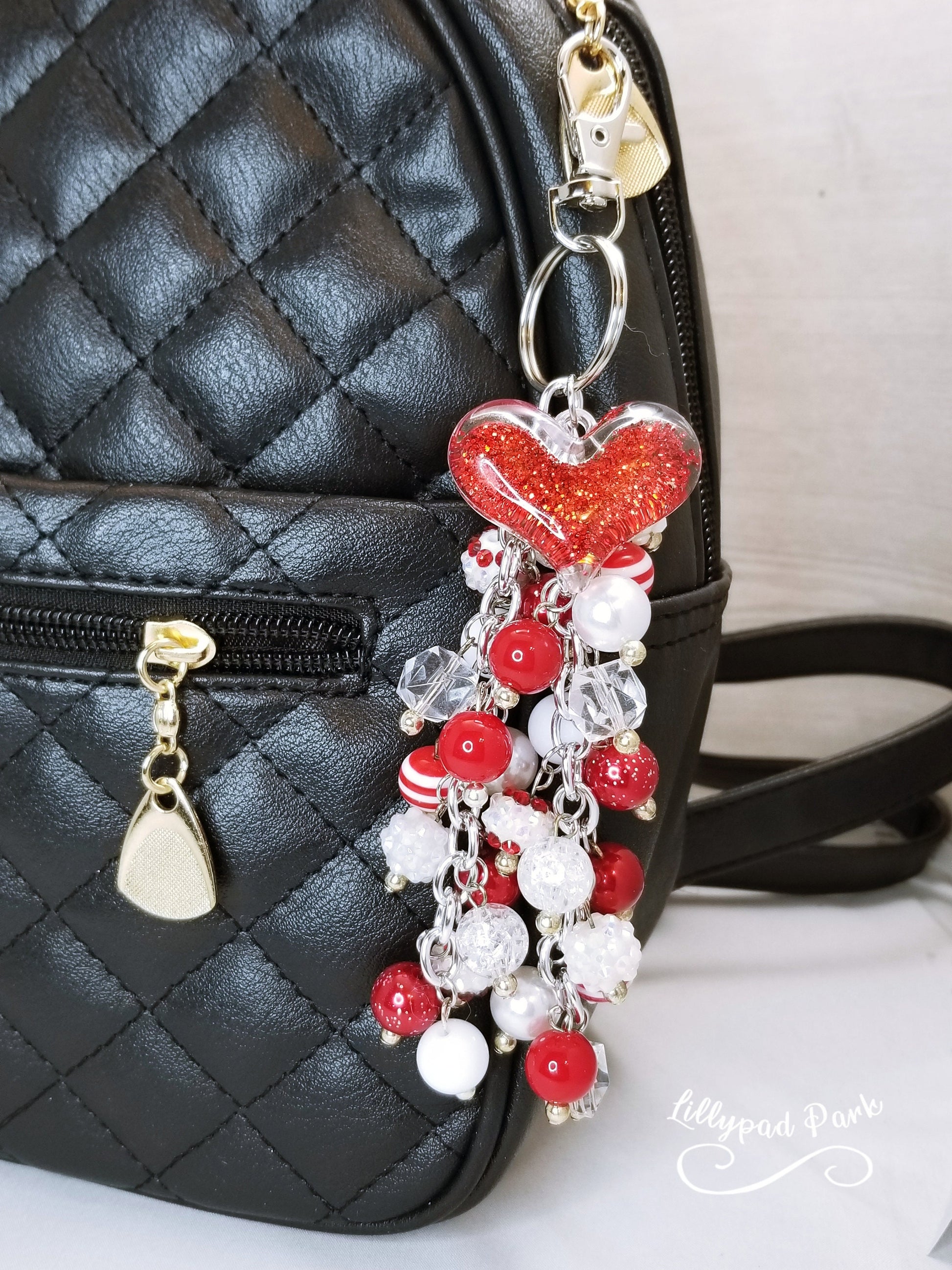 Heart Candy Cane Purse charm