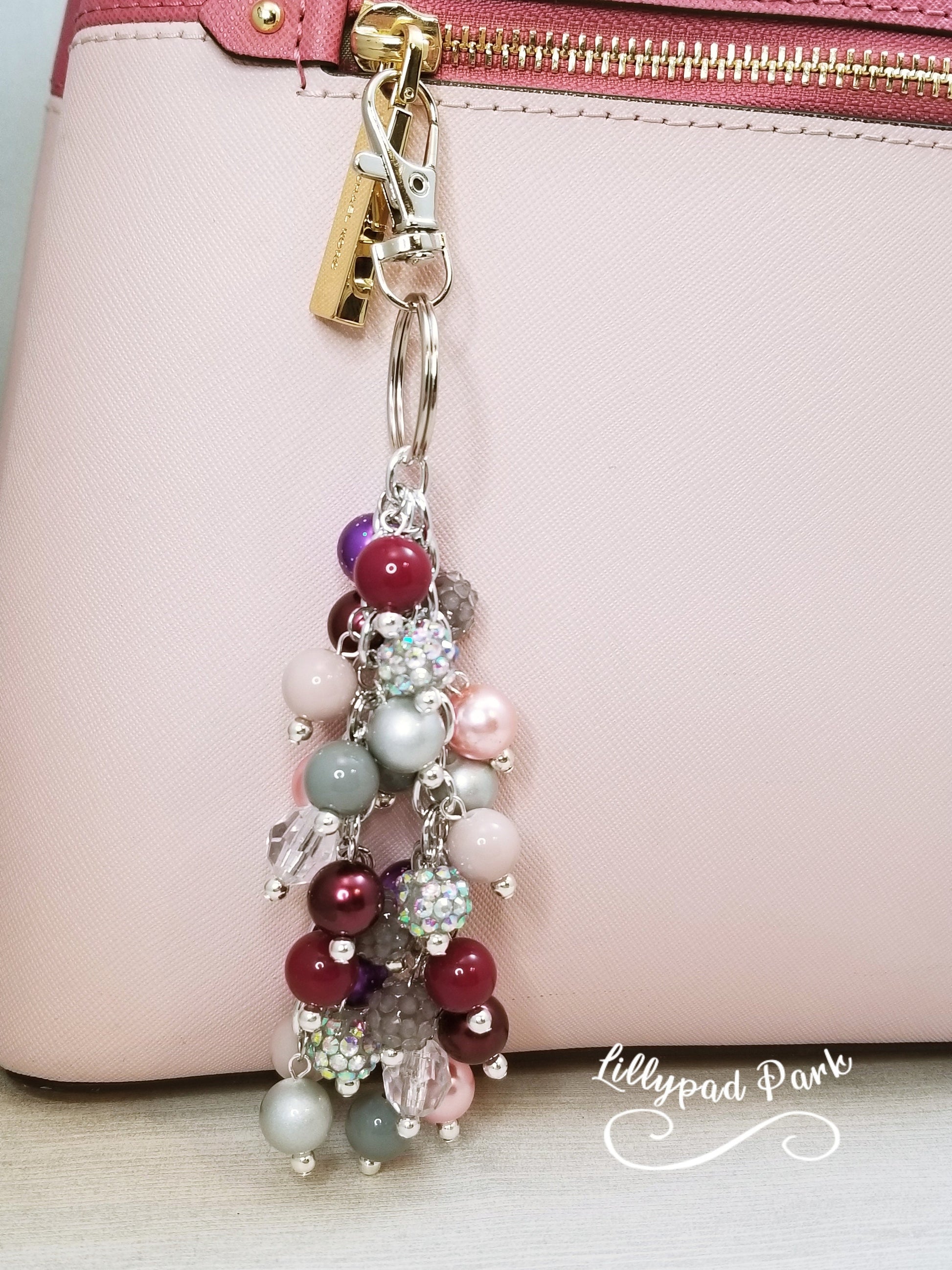 Crystal Plum Purse Charm