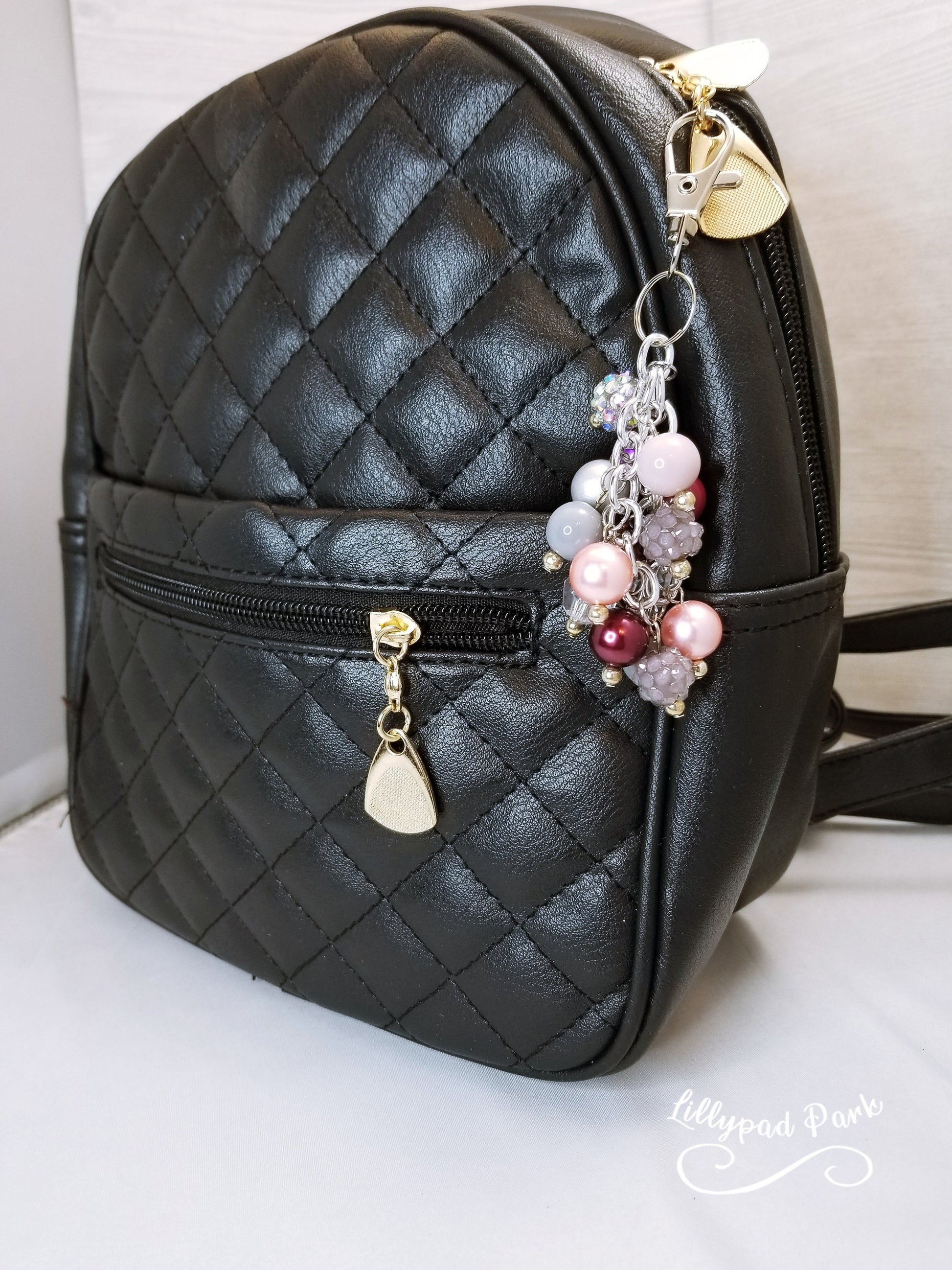 Crystal Plum Mini Purse Charm