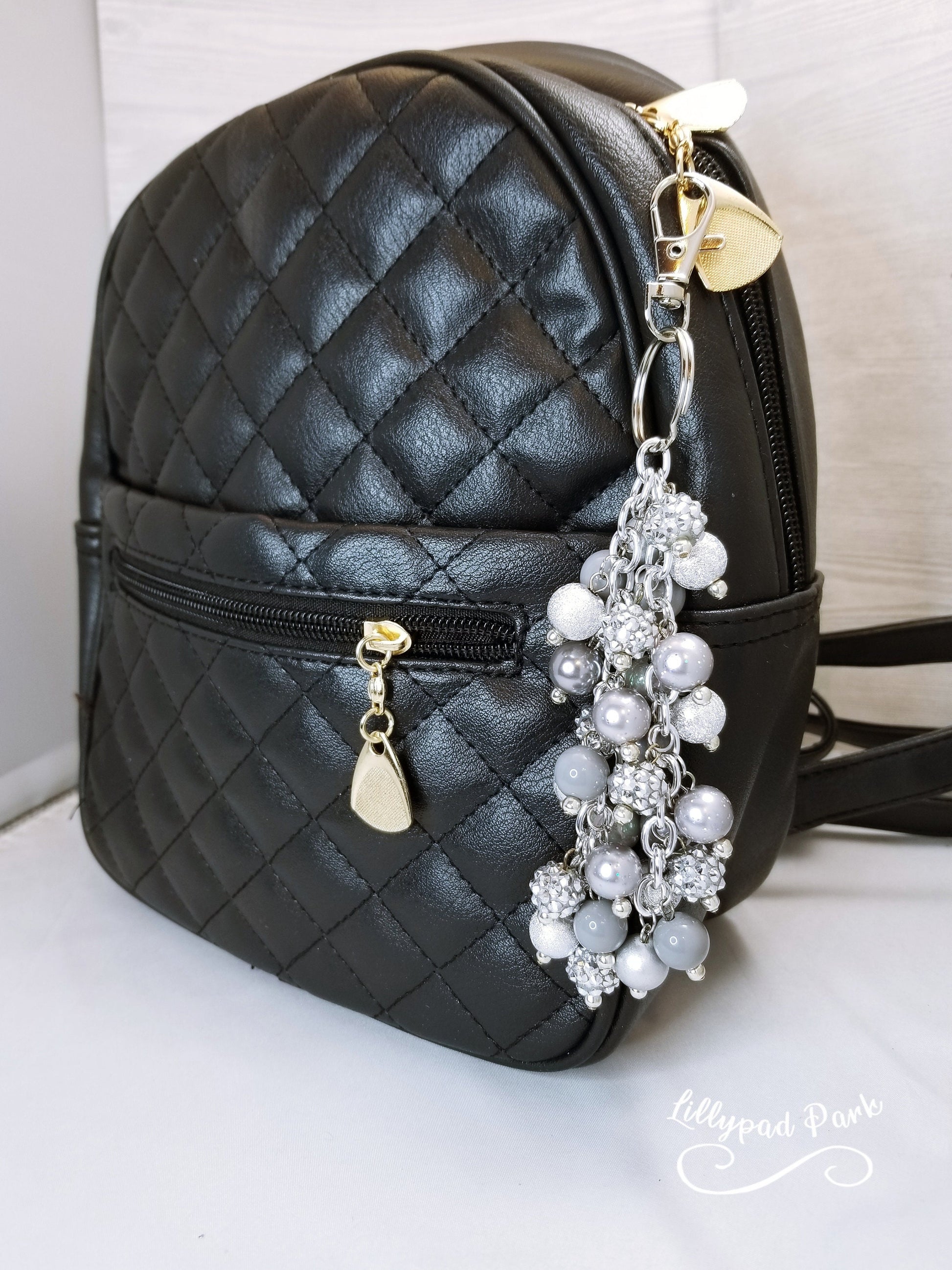 Shimmering Silver Purse Charm