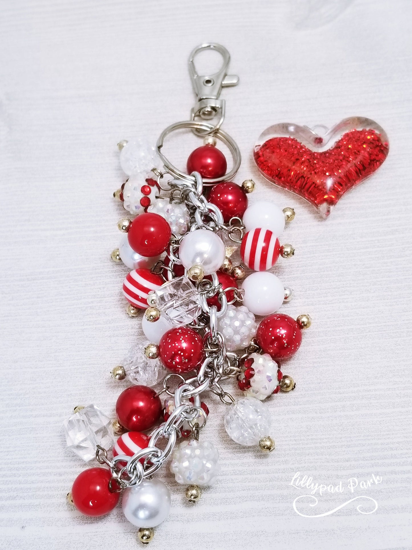 Heart Candy Cane Purse charm