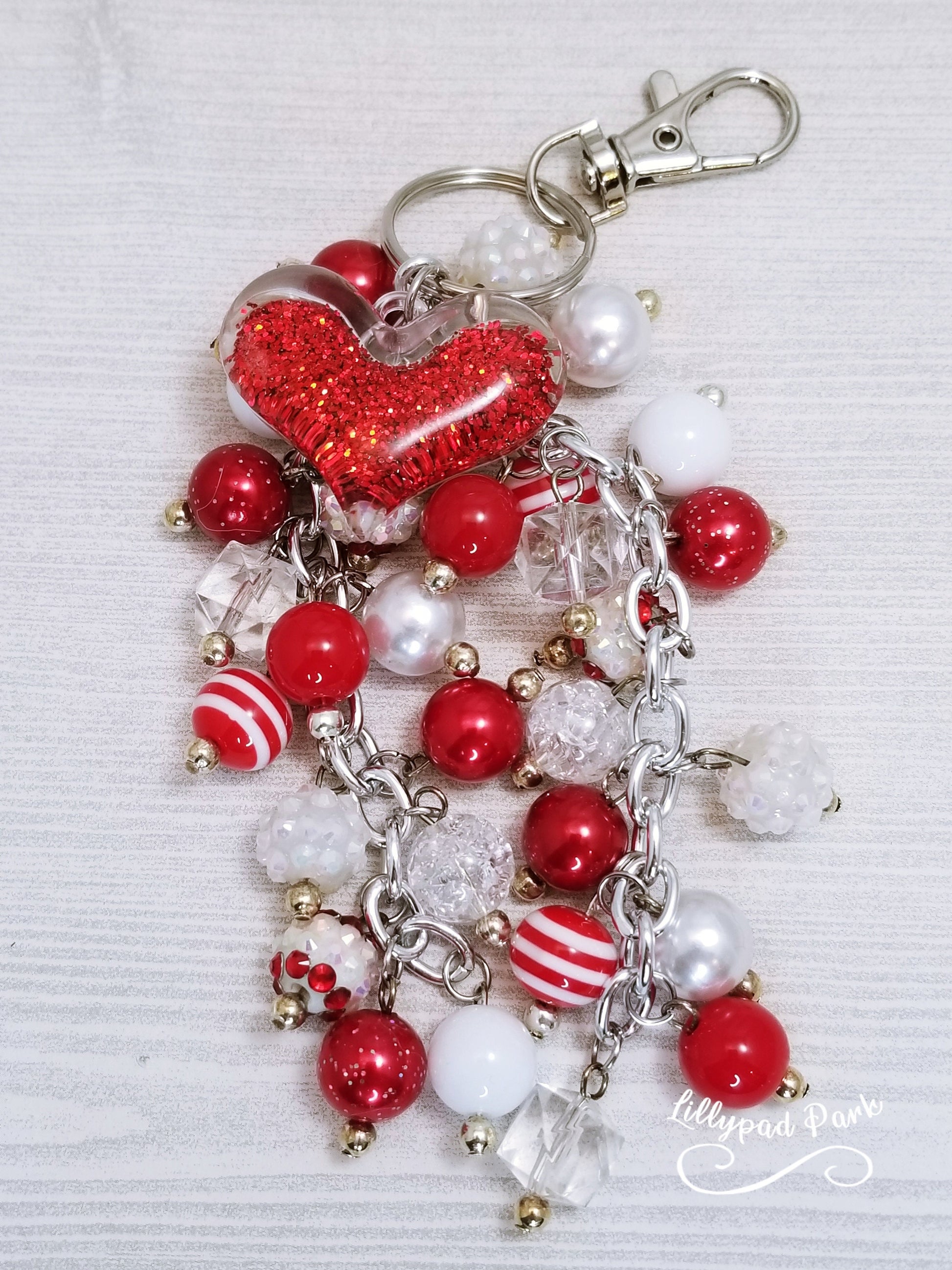 Heart Candy Cane Purse charm