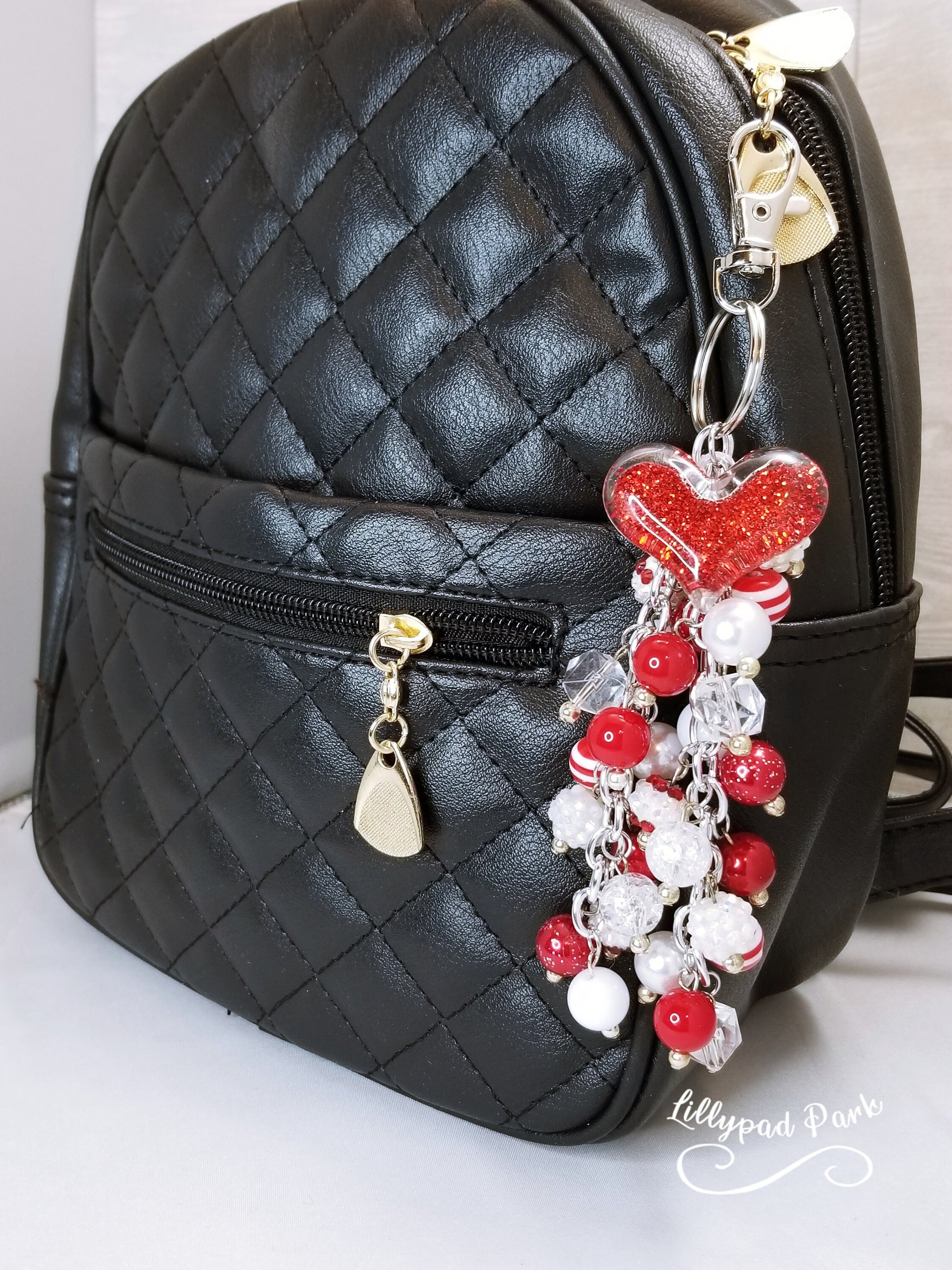 Heart Candy Cane Purse charm