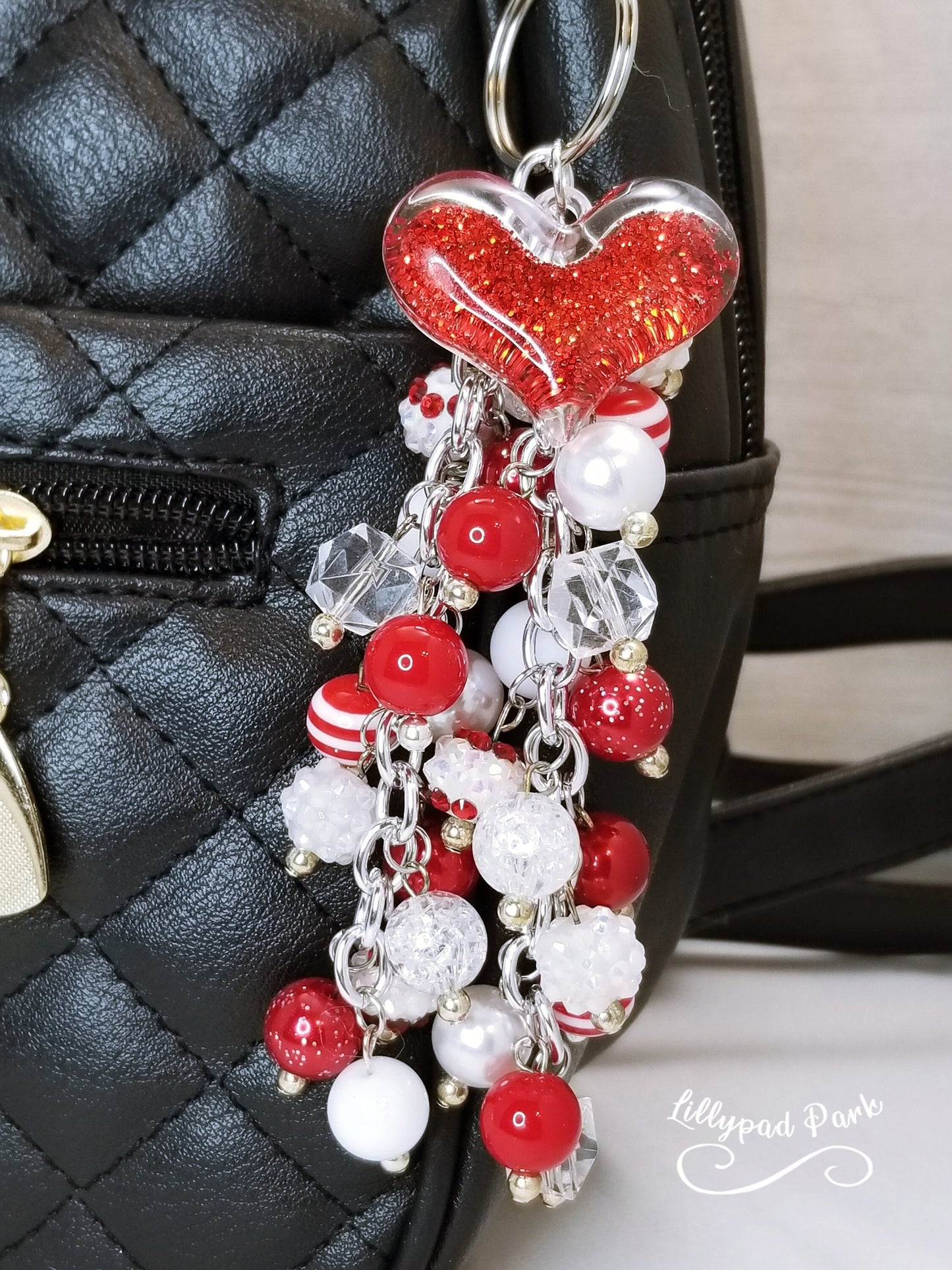 Heart Candy Cane Purse charm