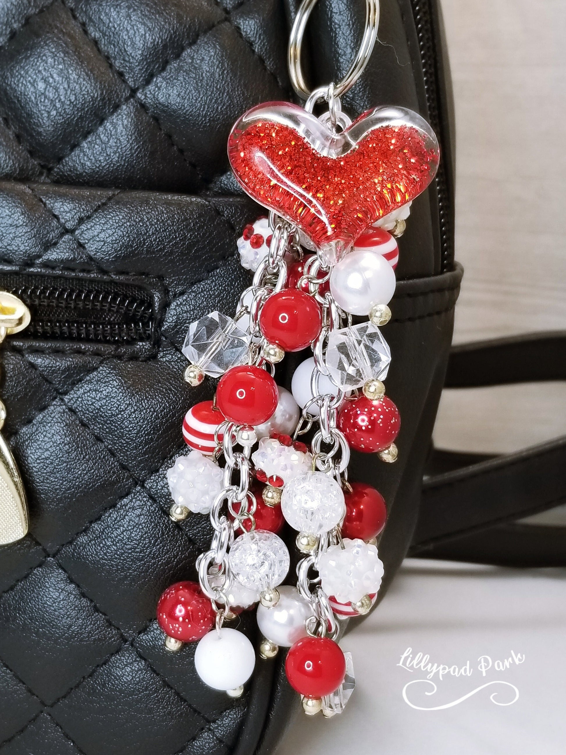 Heart Candy Cane Purse charm