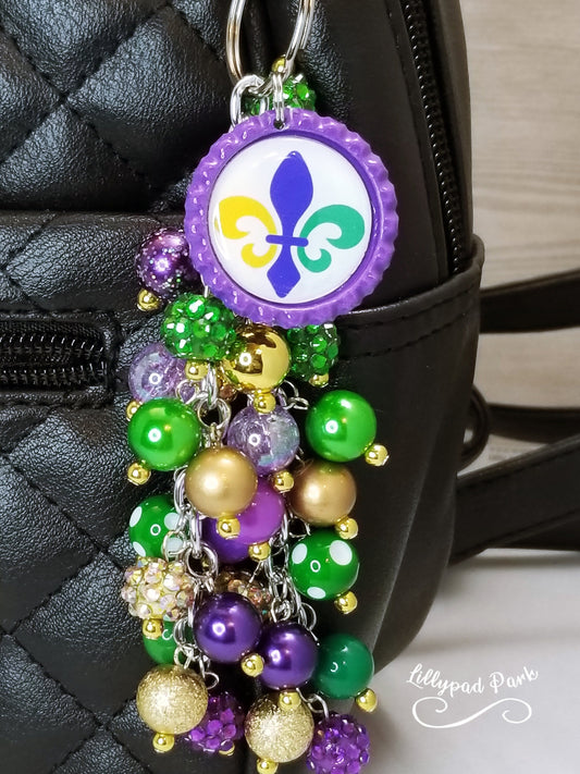 Fleur De Lis Mardi Gras Purse charm