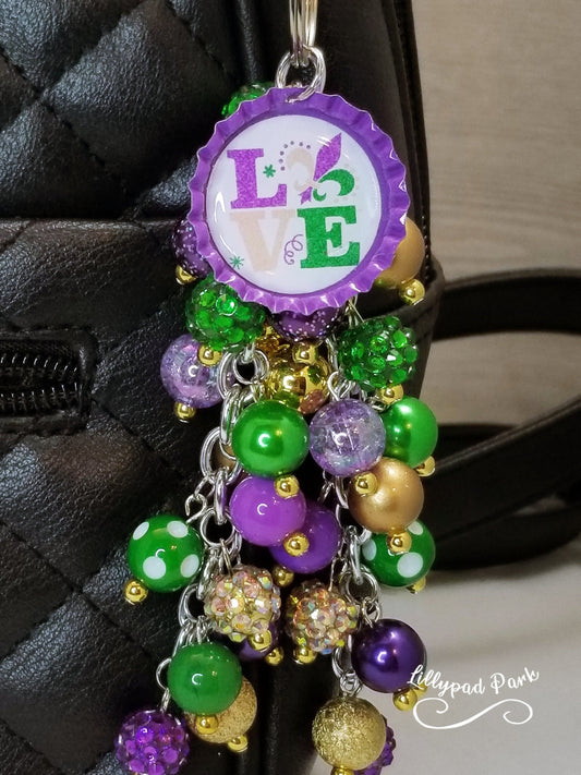 Love Fleur De Lis Mardi Gras Purse Charm