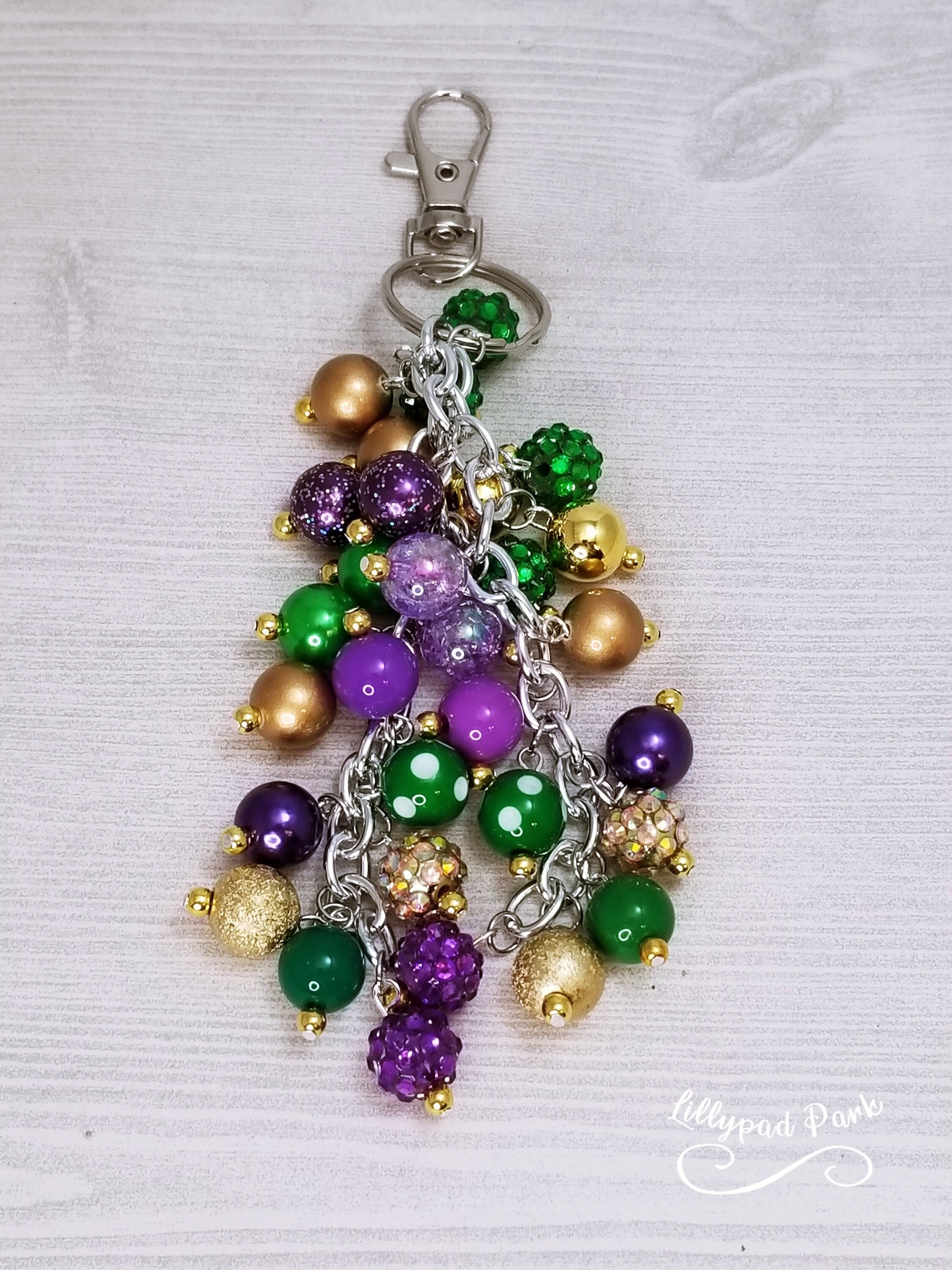 Love Fleur De Lis Mardi Gras Purse Charm
