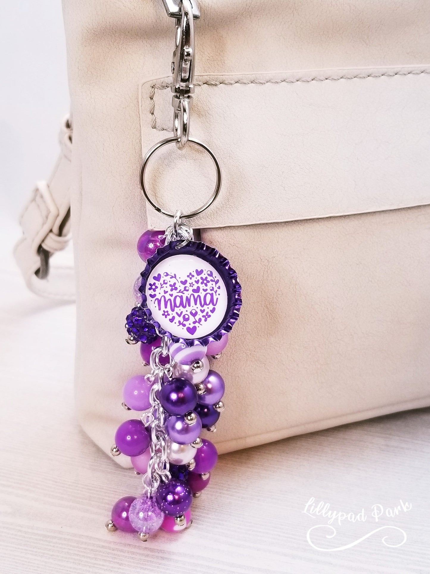 Purple Mothers Day Purse Charm, Bag charm