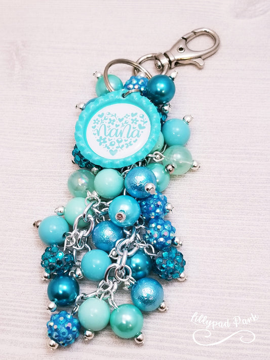 Teal Mothers Day Purse Charm, Bag charm