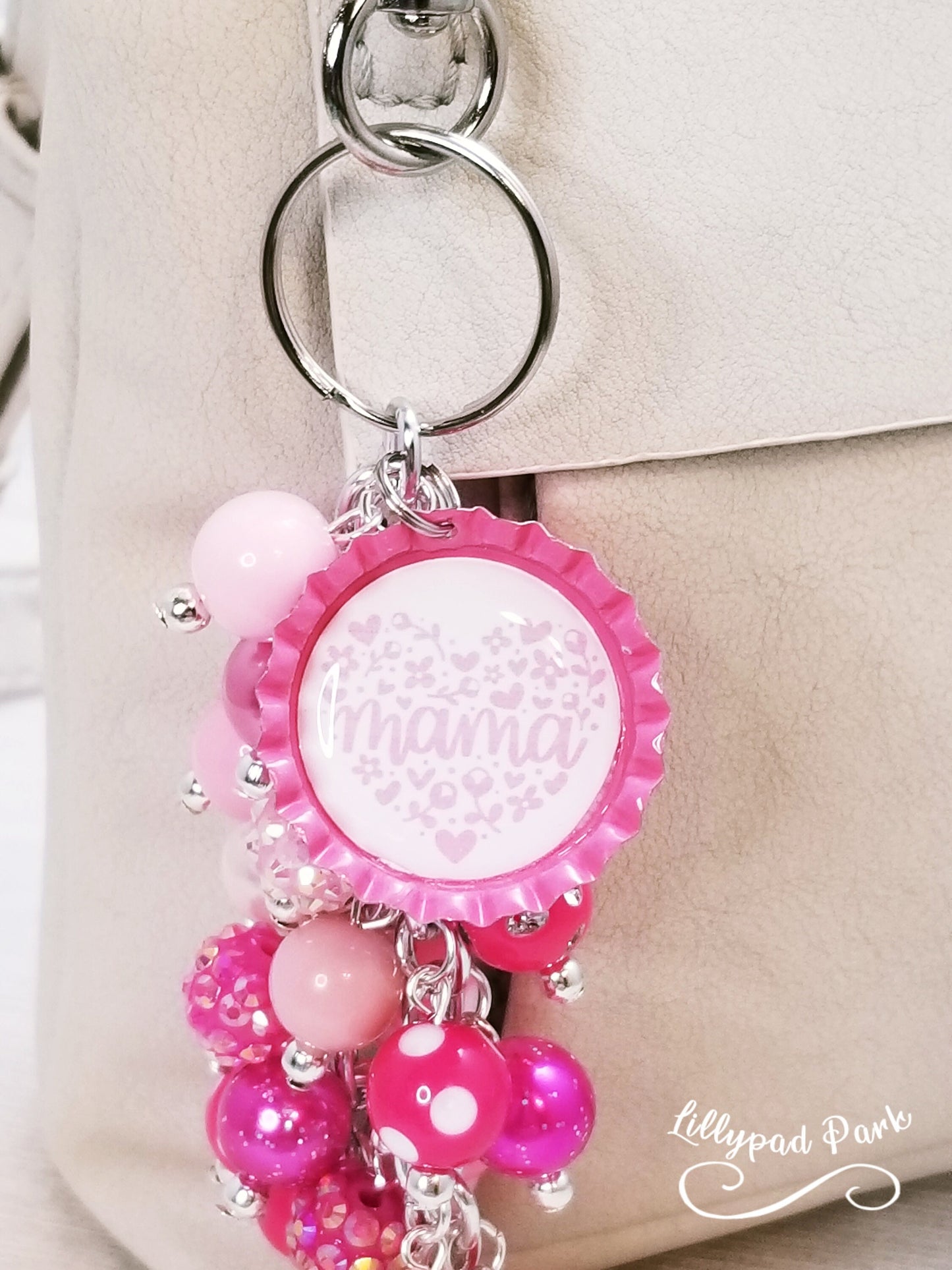 Pink Mothers Day Purse Charm, Bag charm