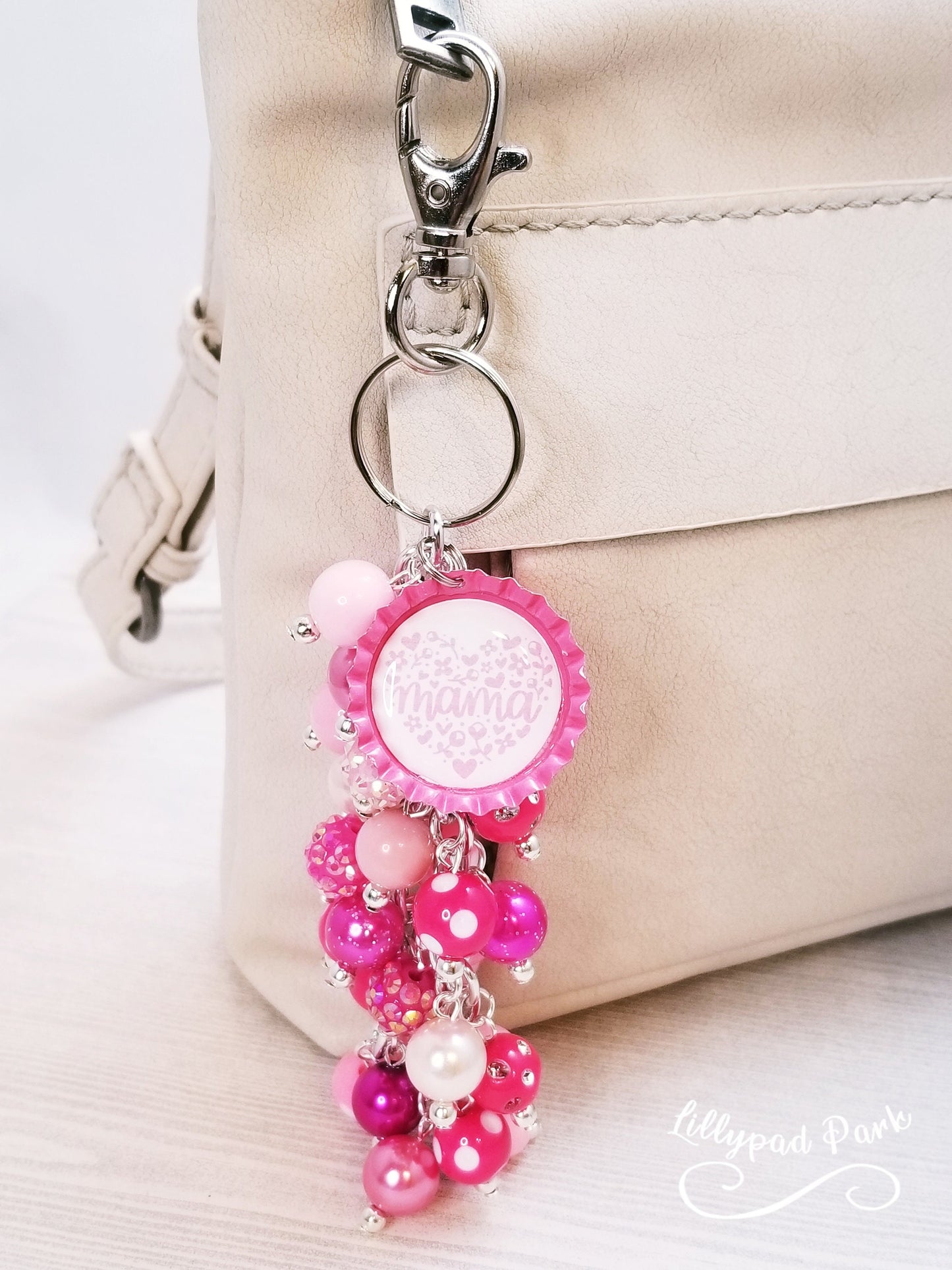Pink Mothers Day Purse Charm, Bag charm