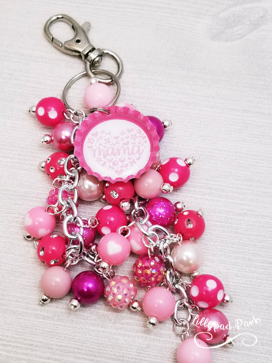 Pink Mothers Day Purse Charm, Bag charm