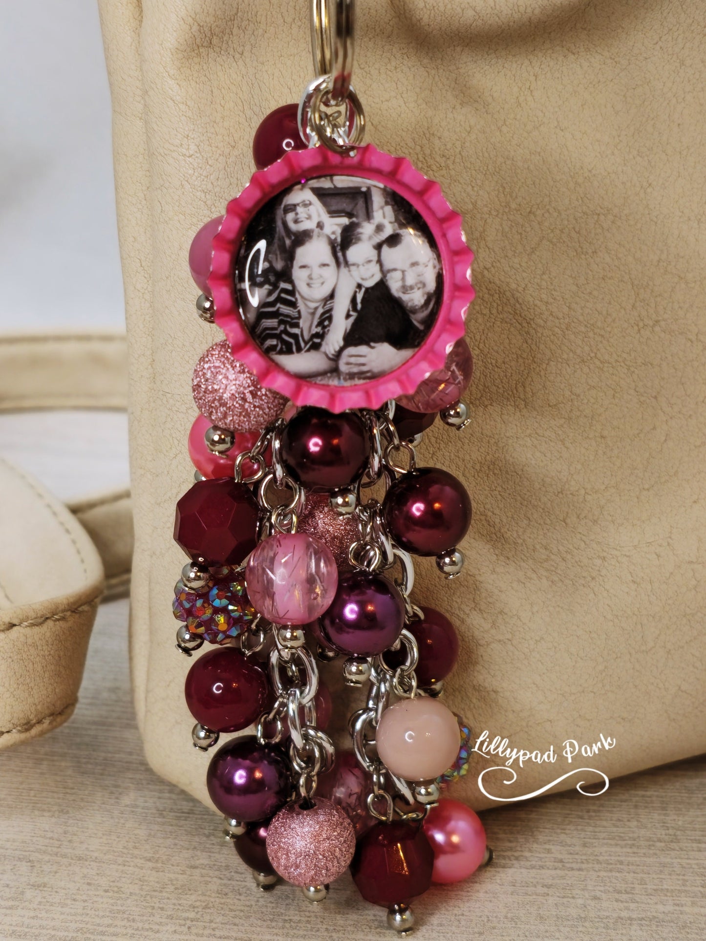 Picture Mothers day gift, Plum and Maroon Purse Charm