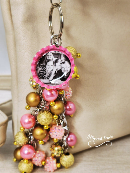 Picture Mothers day gift, Pink and Gold Purse Charm