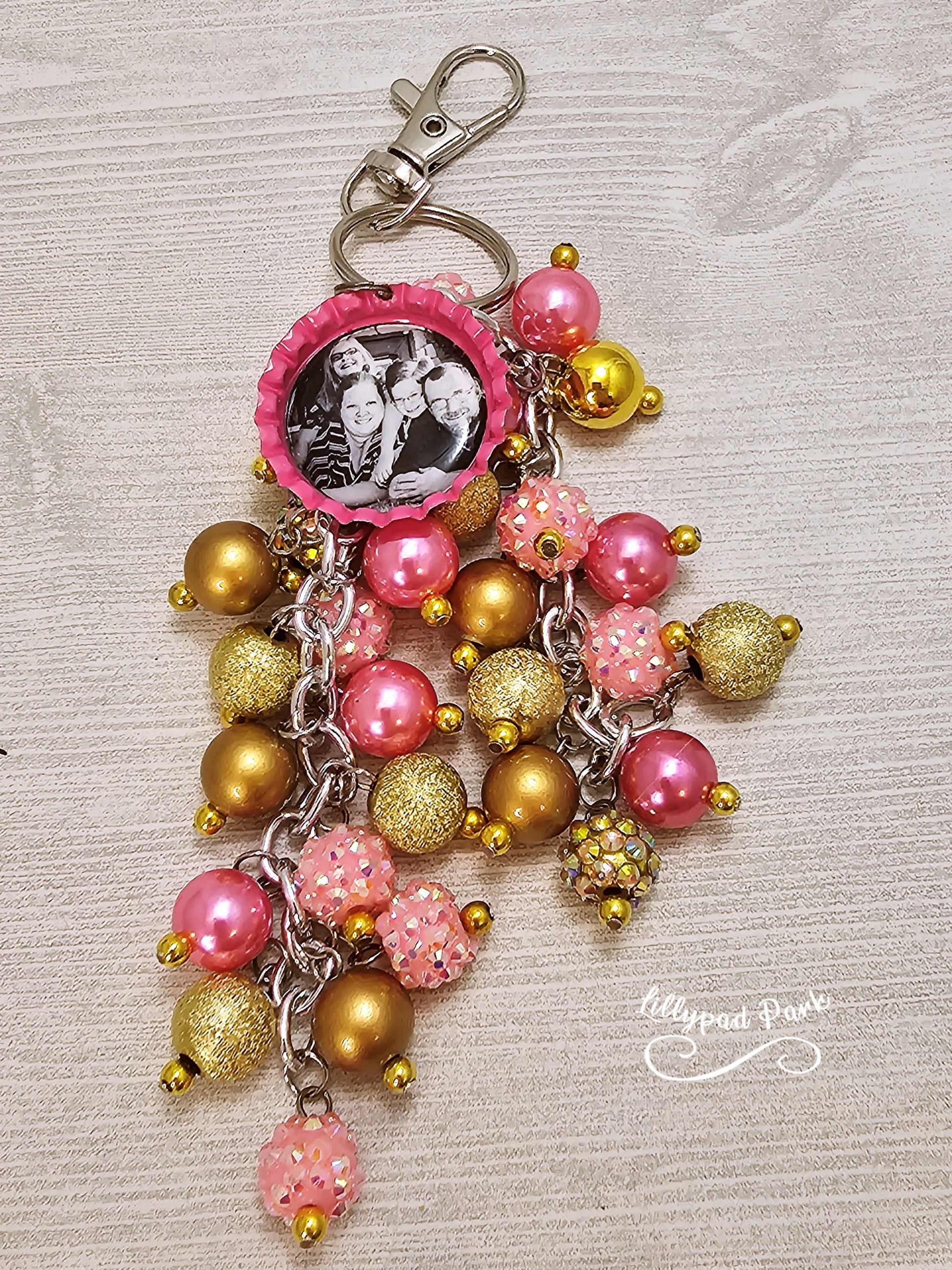 Picture Mothers day gift, Pink and Gold Purse Charm