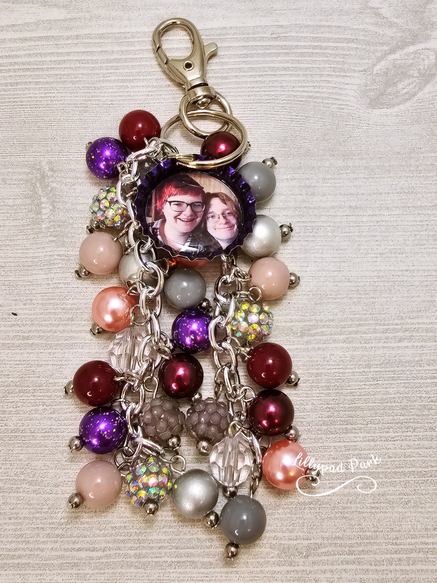 Picture Mothers day gift, Blush, Maroon, Purple and Gray Purse Charm