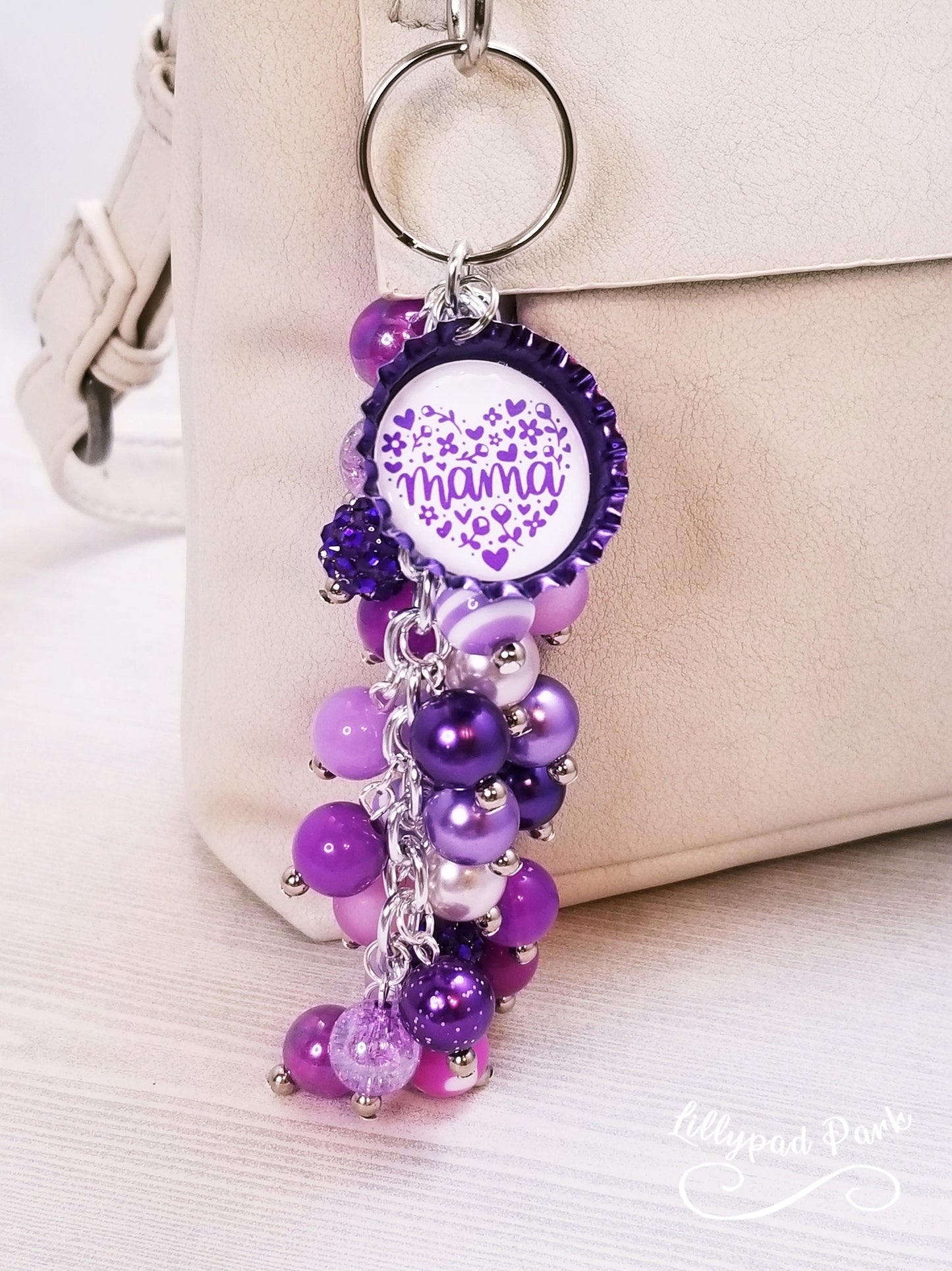Purple Mothers Day Purse Charm, Bag charm