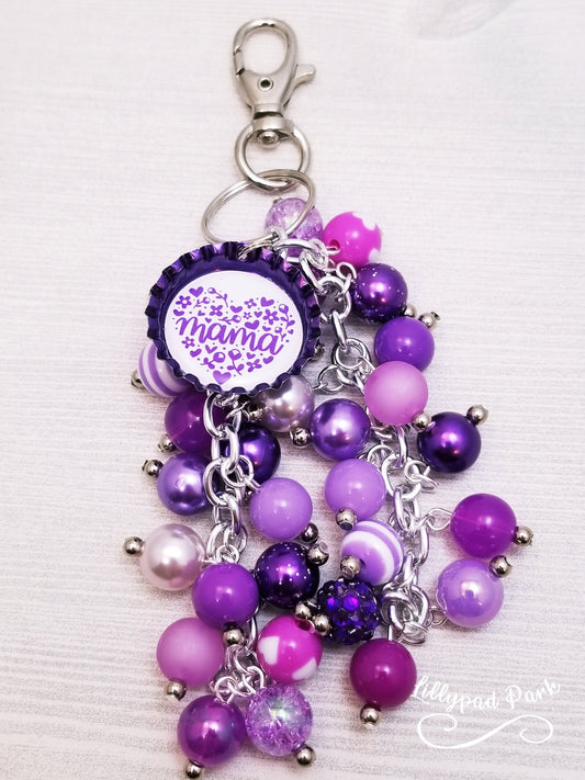 Purple Mothers Day Purse Charm, Bag charm