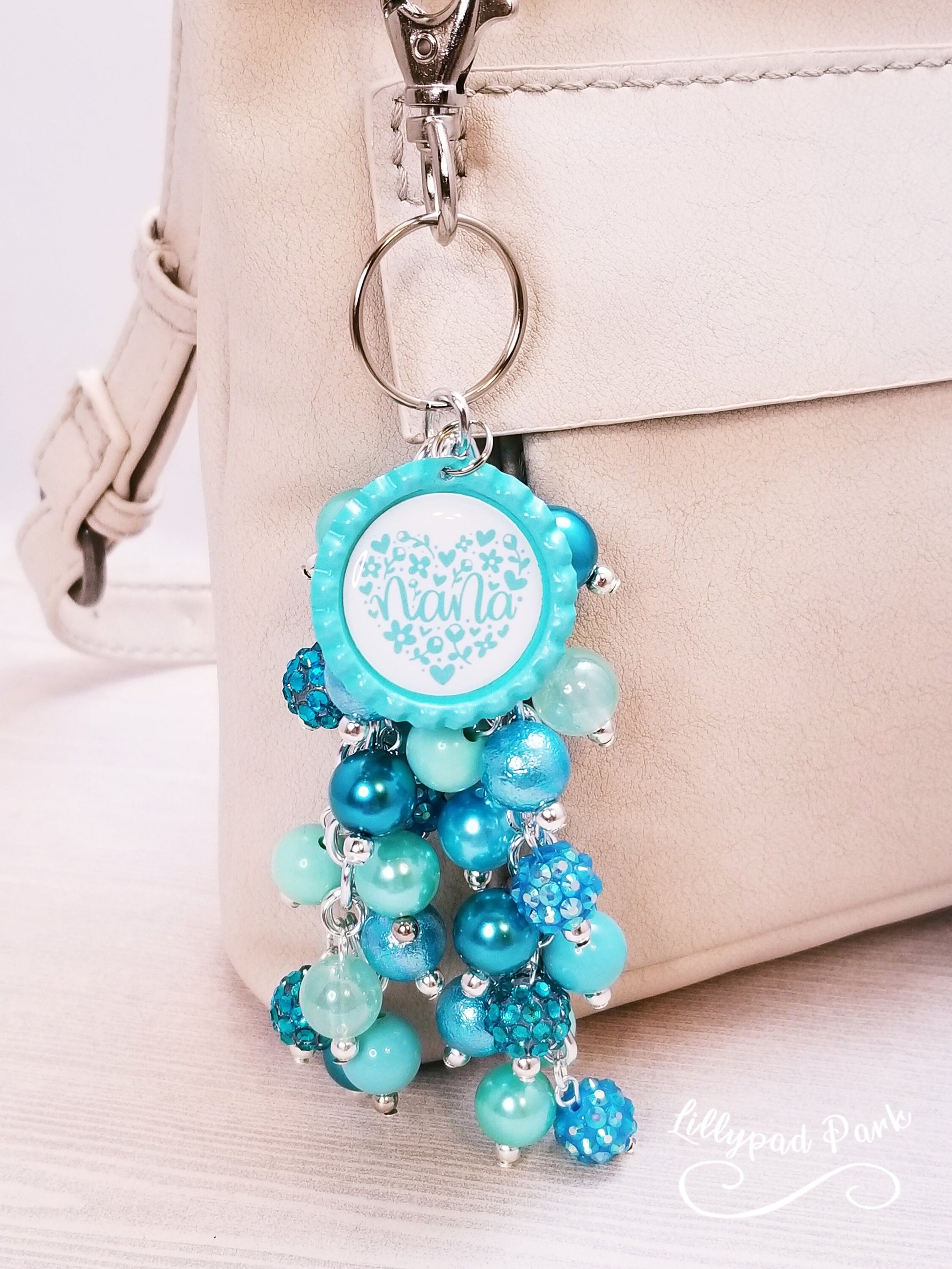 Teal Mothers Day Purse Charm, Bag charm
