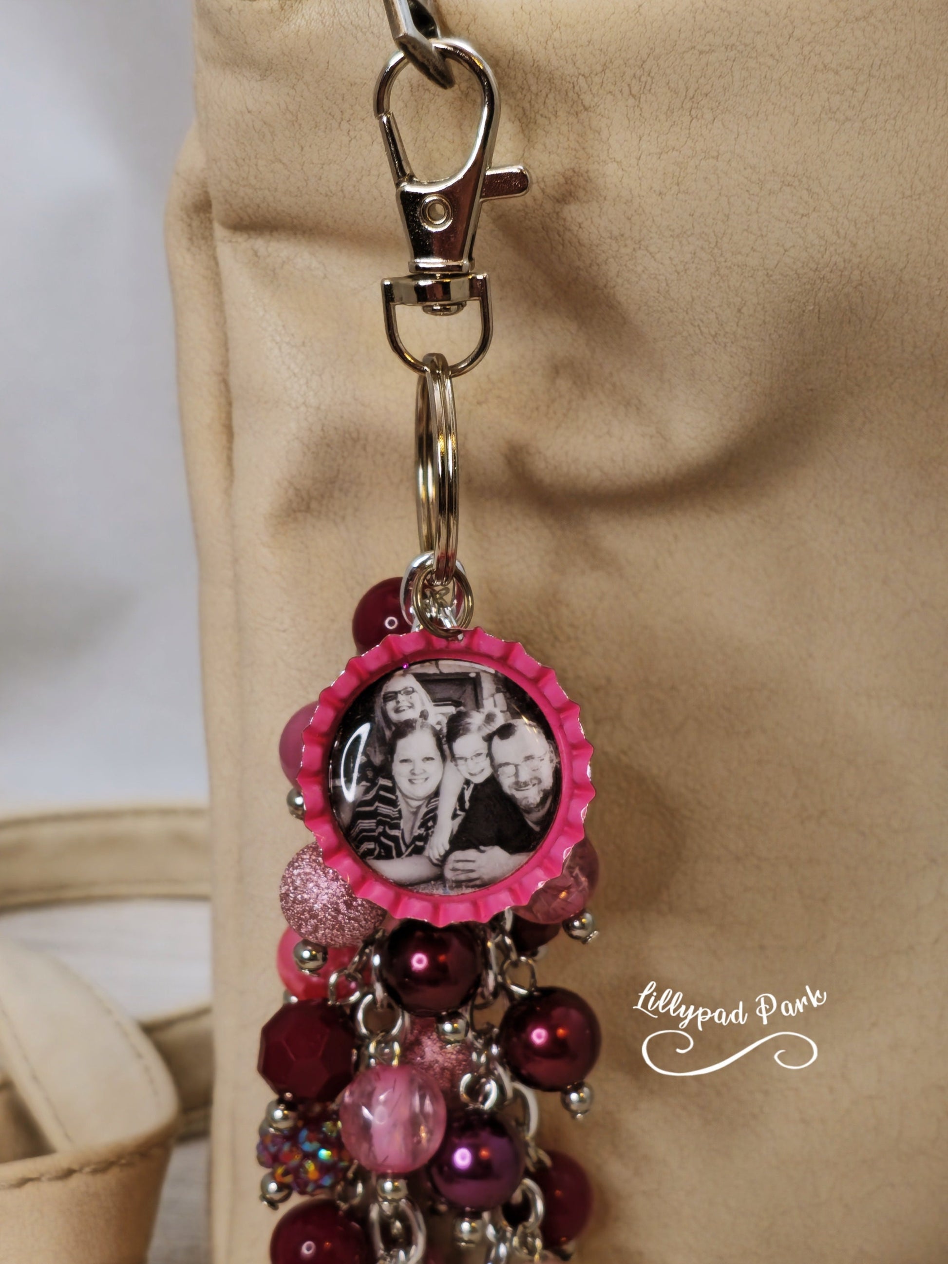 Picture Mothers day gift, Plum and Maroon Purse Charm