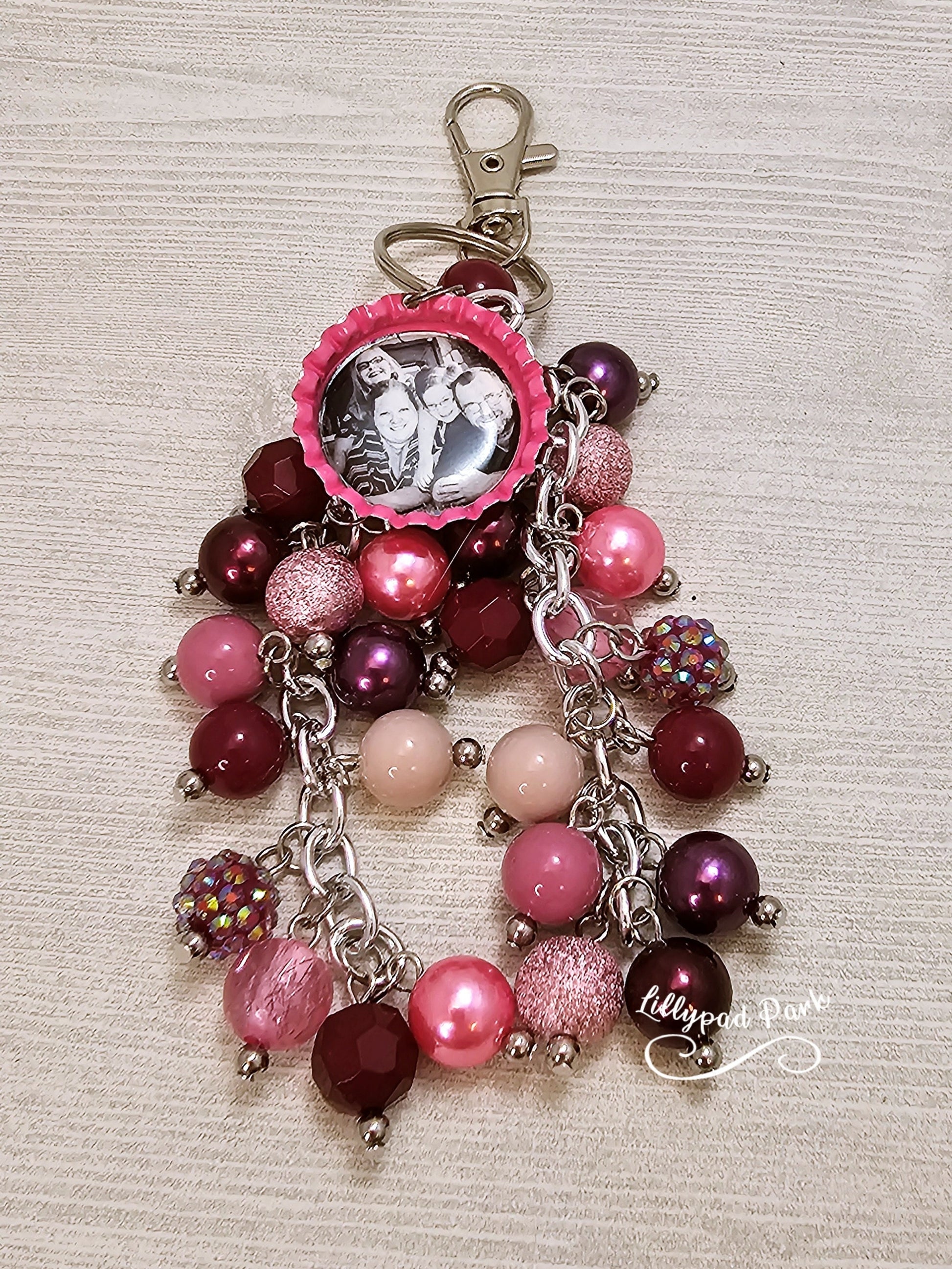 Picture Mothers day gift, Plum and Maroon Purse Charm
